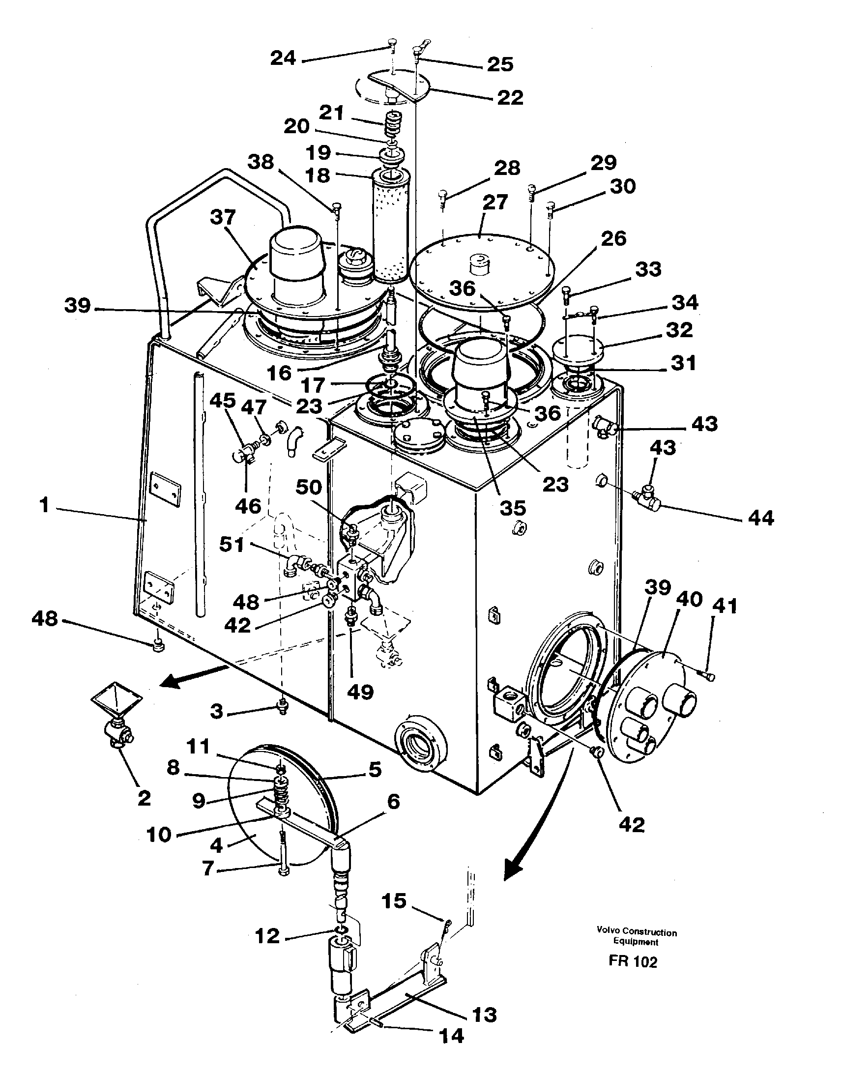 Hydraulic oil tank/ fuel tank — volvo parts diagram
