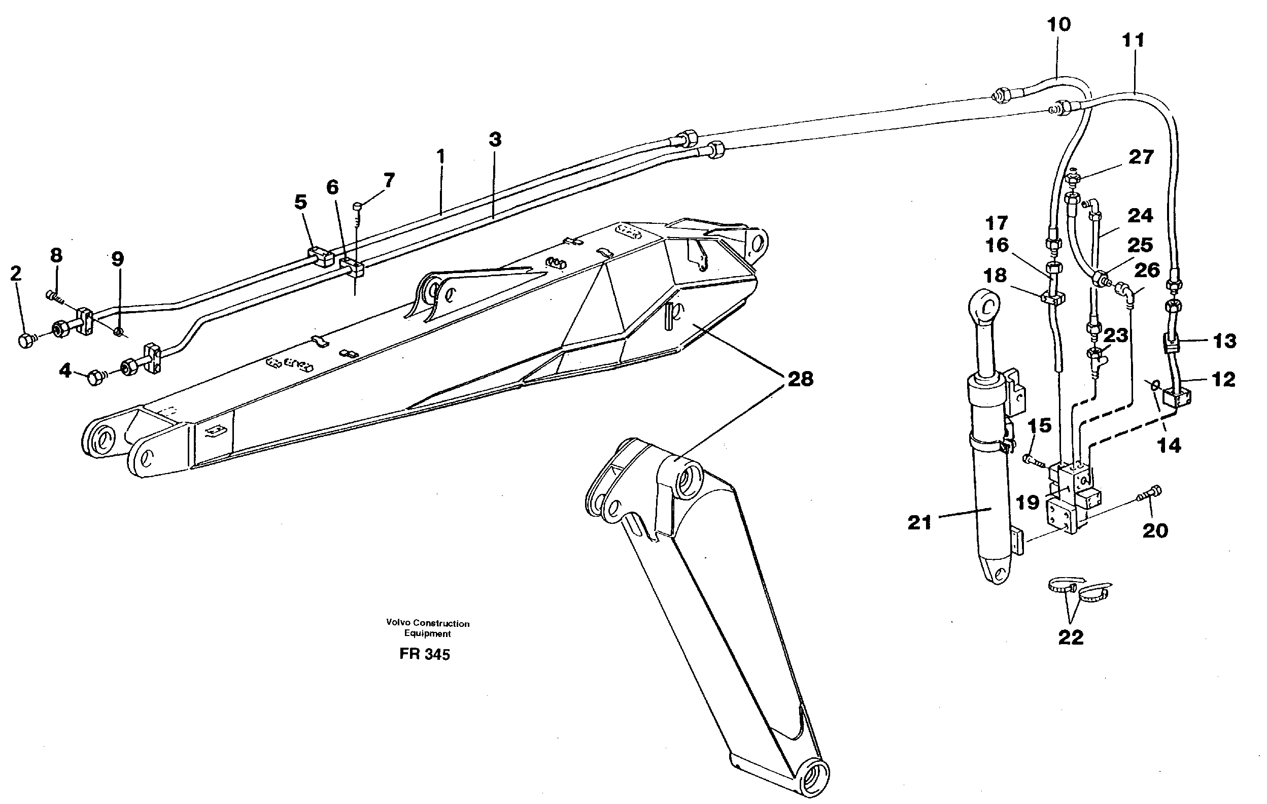 Hammerequipment on adjustable boom  14253462 — volvo parts diagram