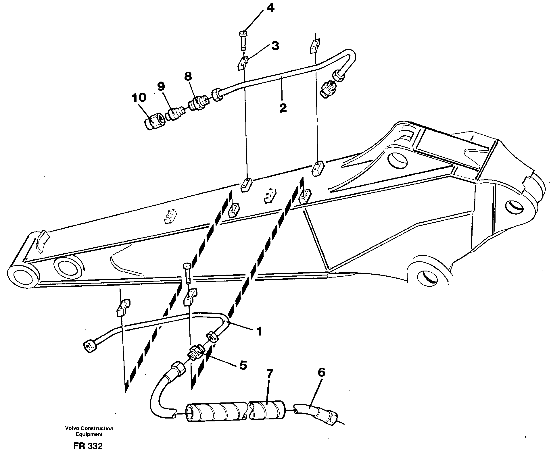Slope bucket equipment on dipper arm, 1.9m/2.4m  14253425  14253438 — volvo parts diagram