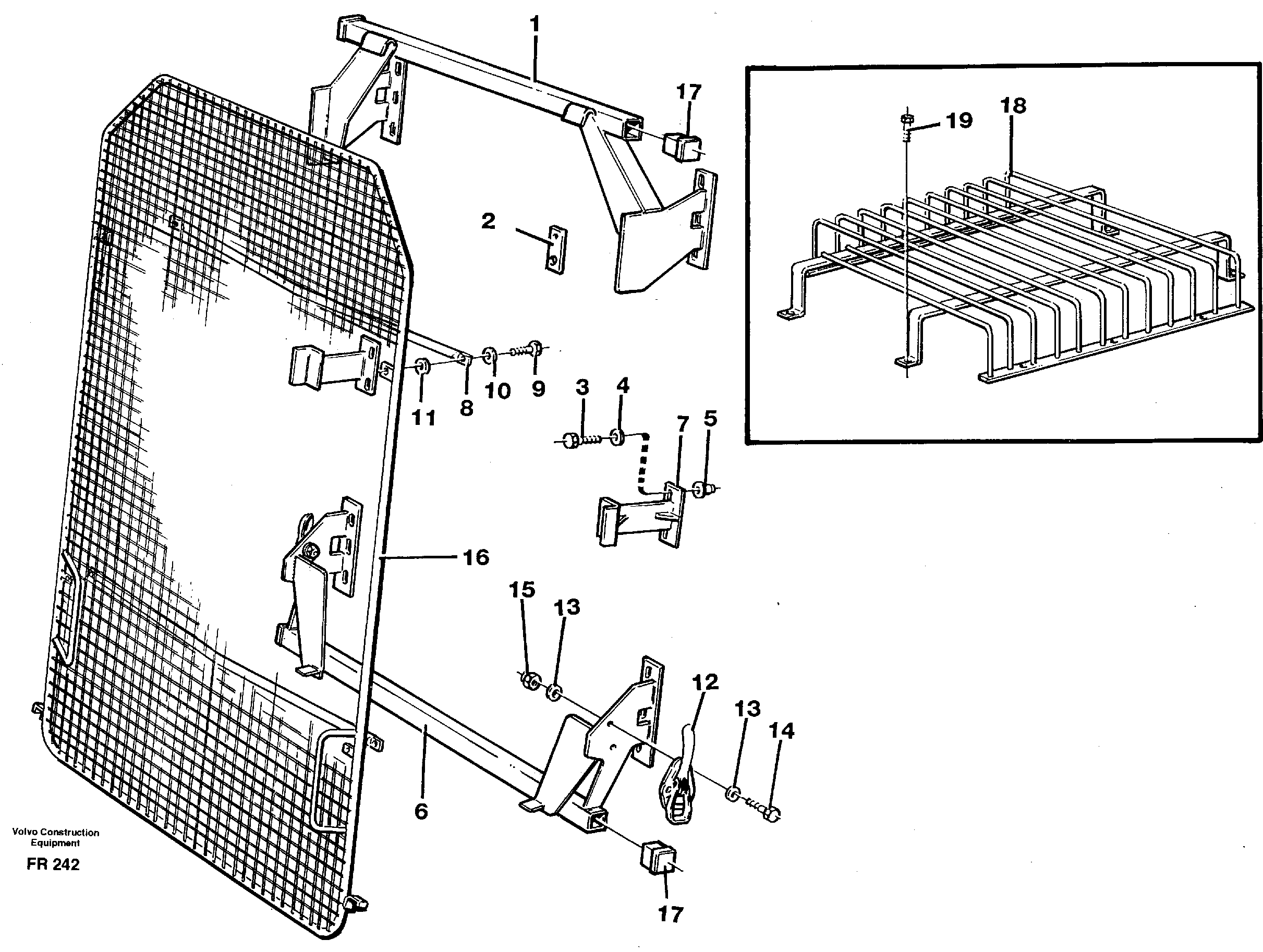 Protective net, windscreen Grill, skylight  14253611 14259352 — volvo parts diagram