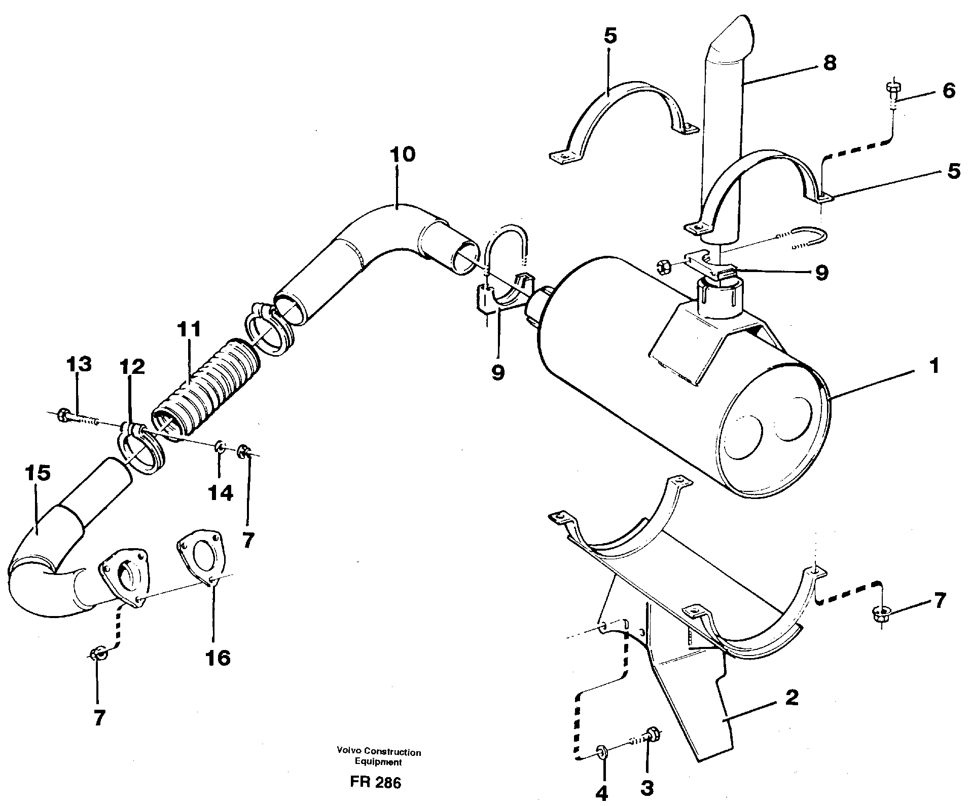 Exhaust system — volvo parts diagram