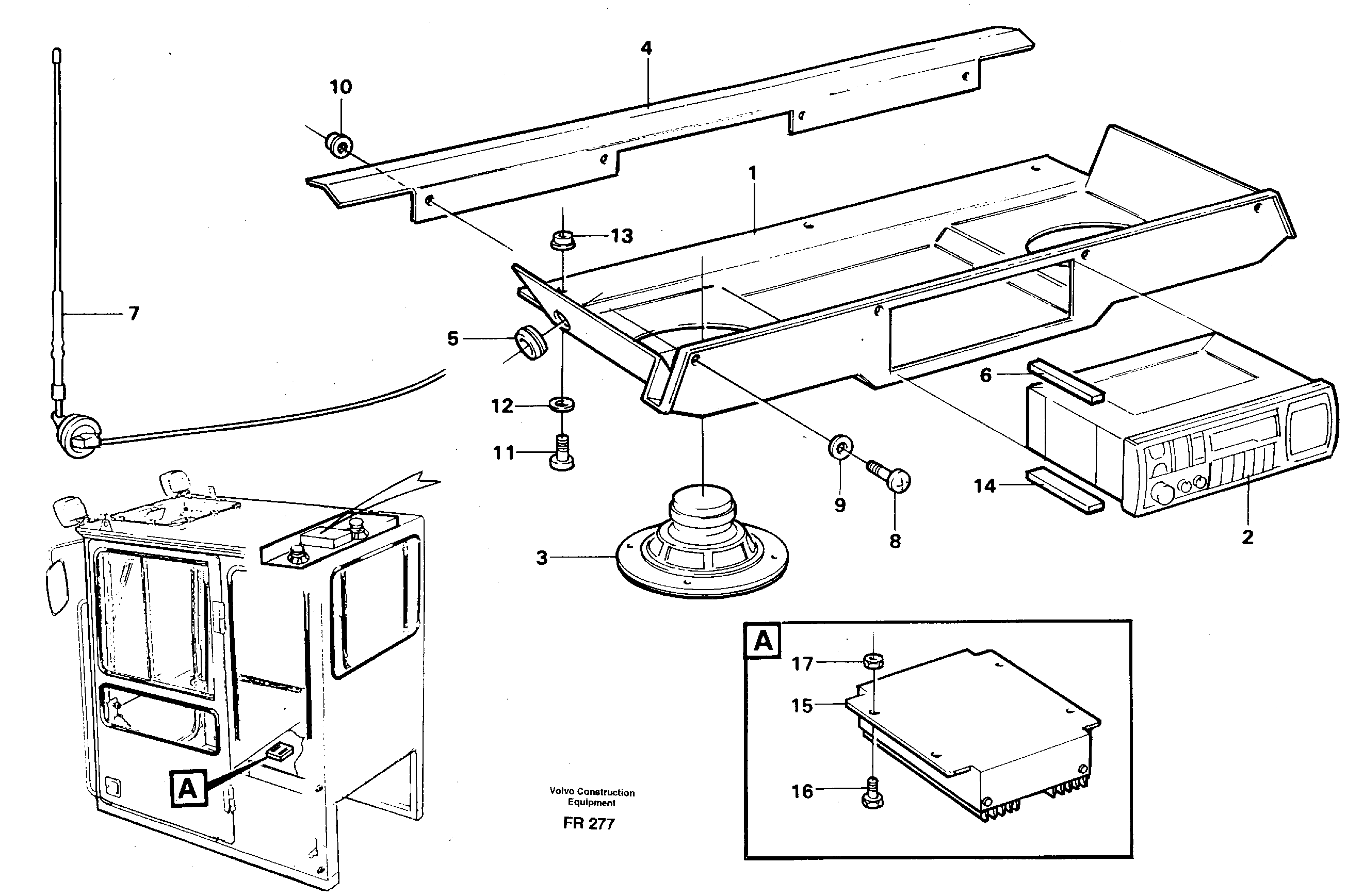 Radio installation, converter 14261180, 14261162, 14254382, SER NO -442 — volvo parts diagram
