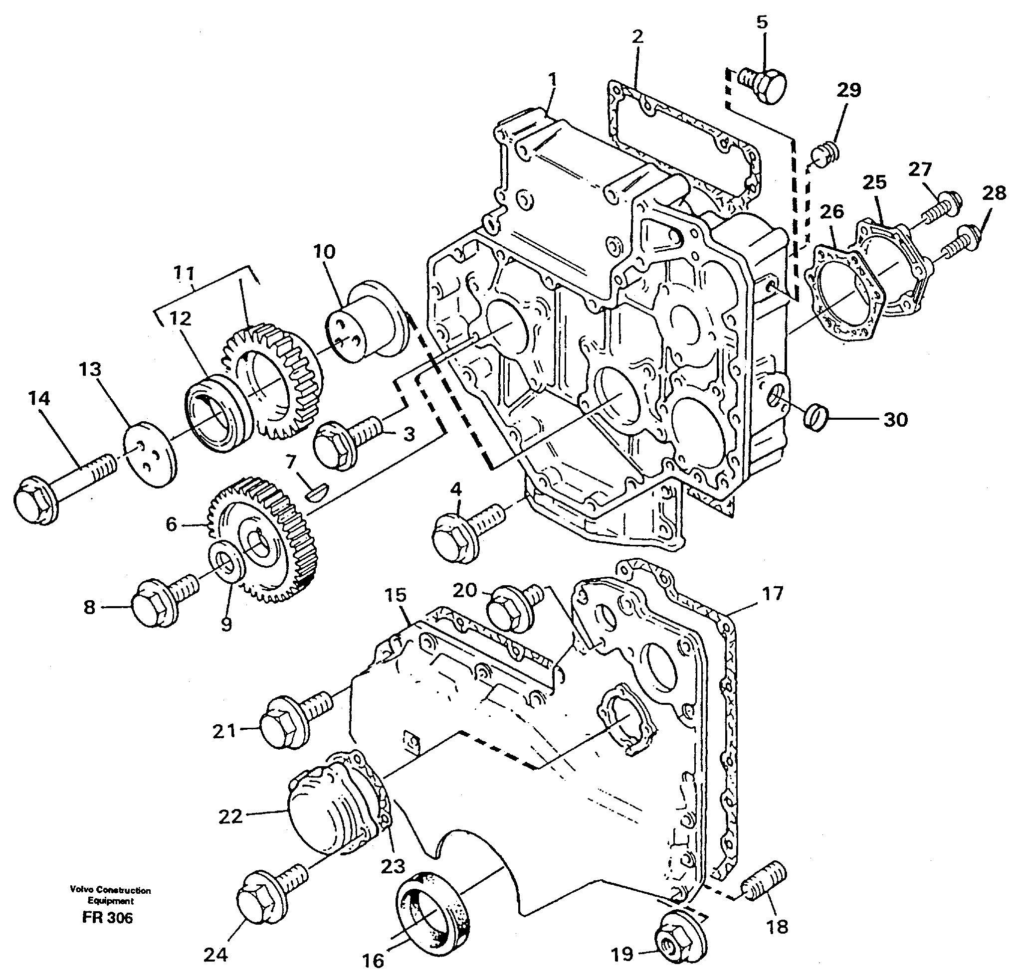 Timing gear casing — volvo parts diagram