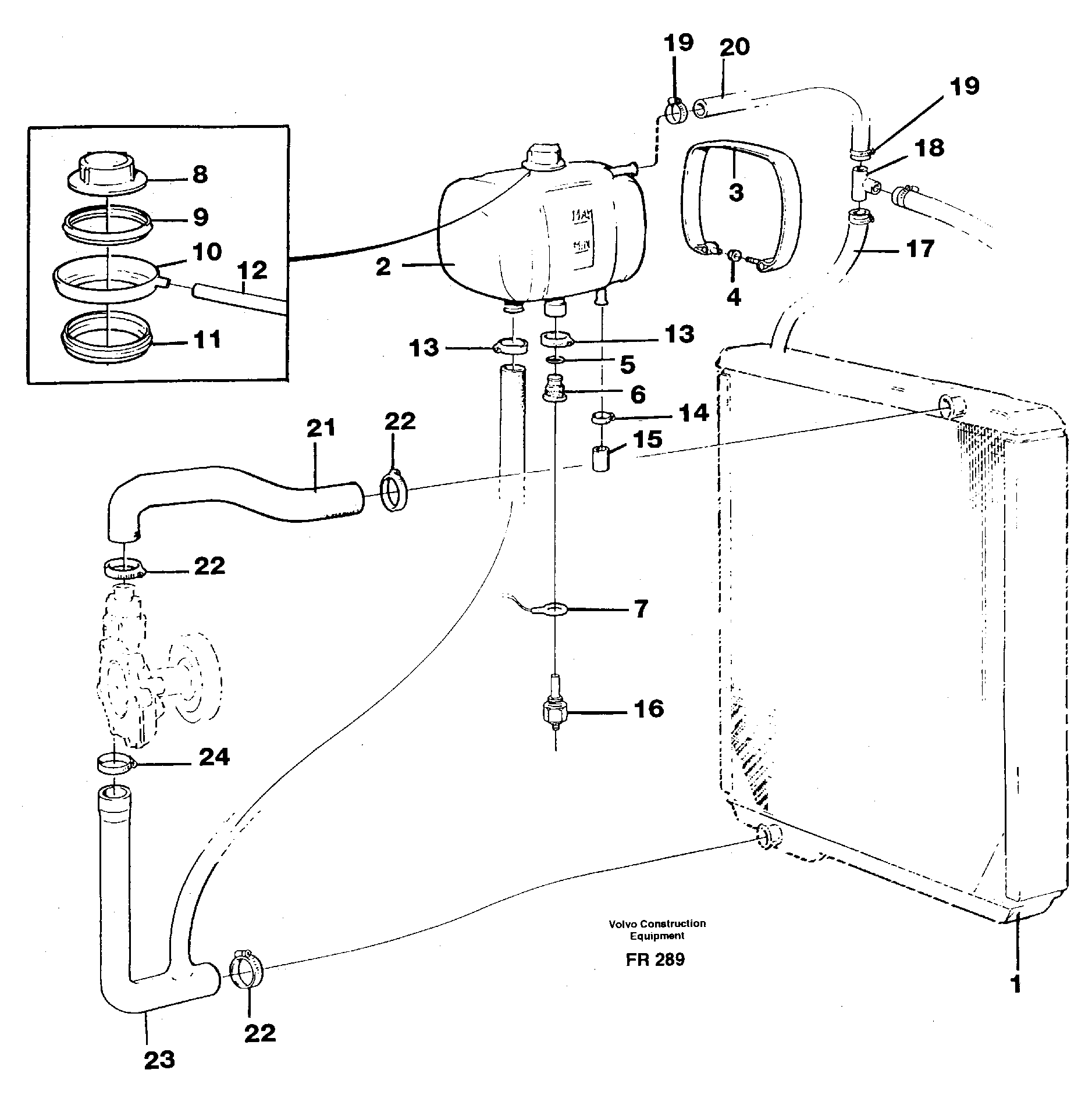 Expansion tank with fitting parts — volvo parts diagram
