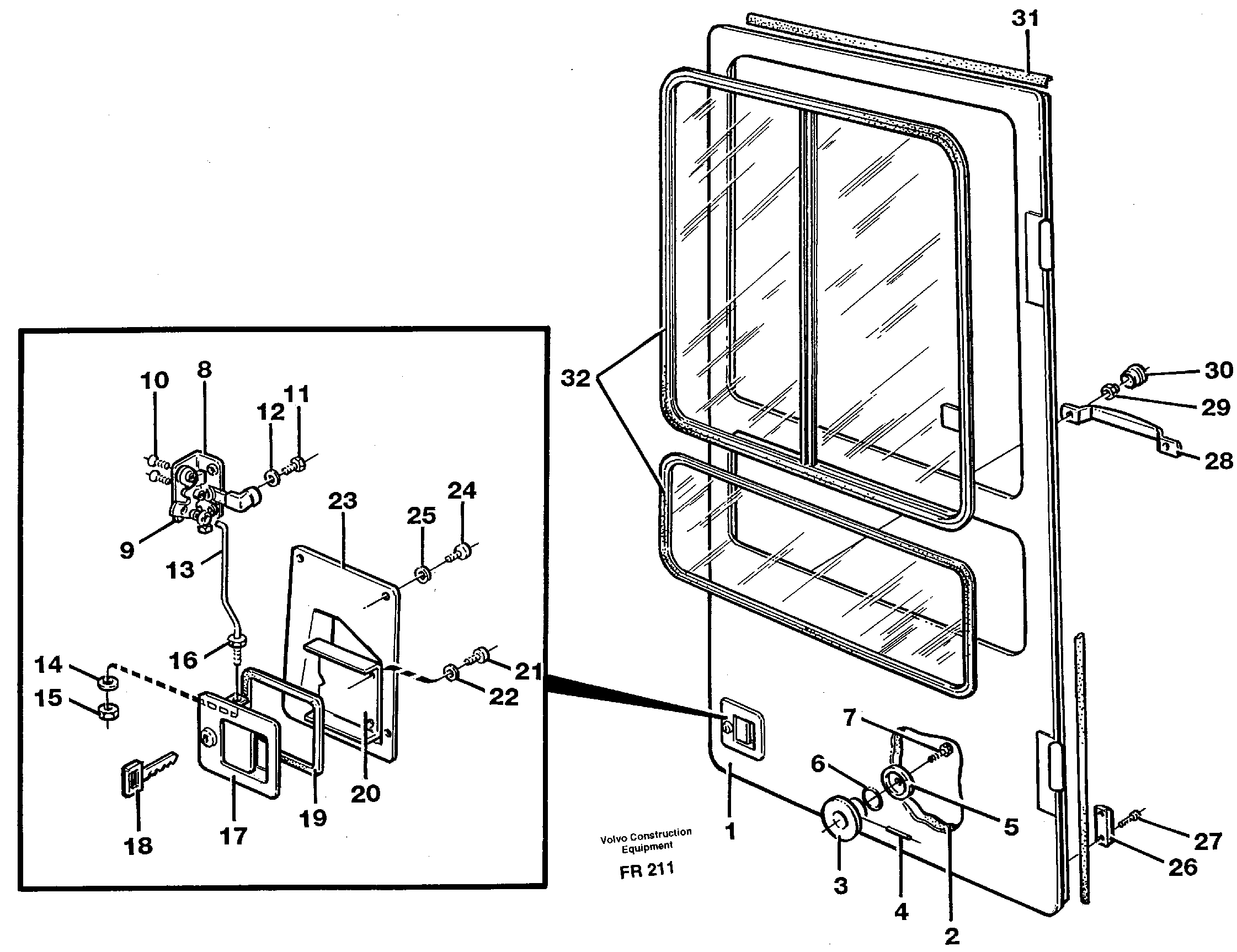 Door, operator's cab — volvo parts diagram