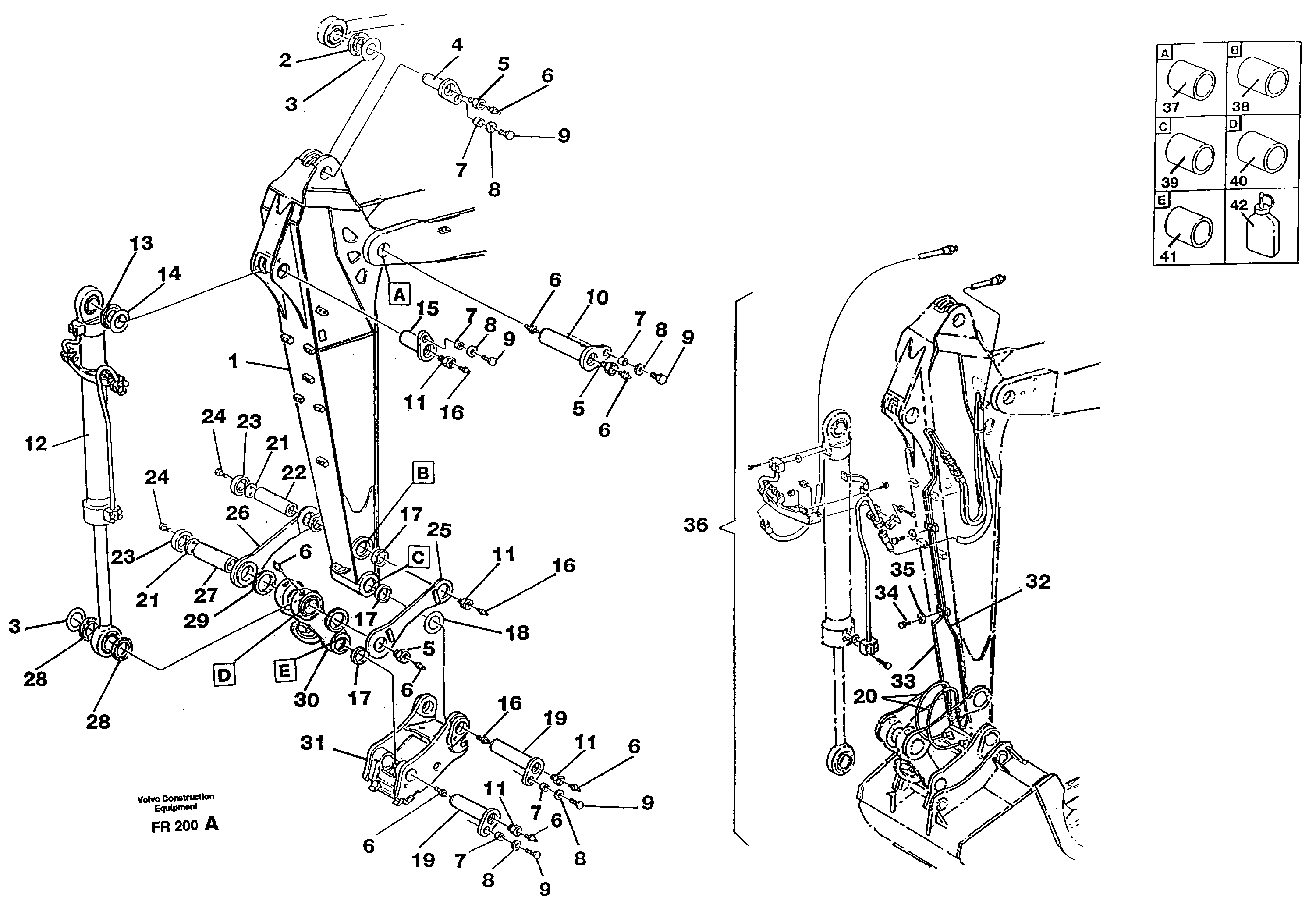 Dipper arm.  14259226 1.90m, 14259227 2.40m — volvo parts diagram