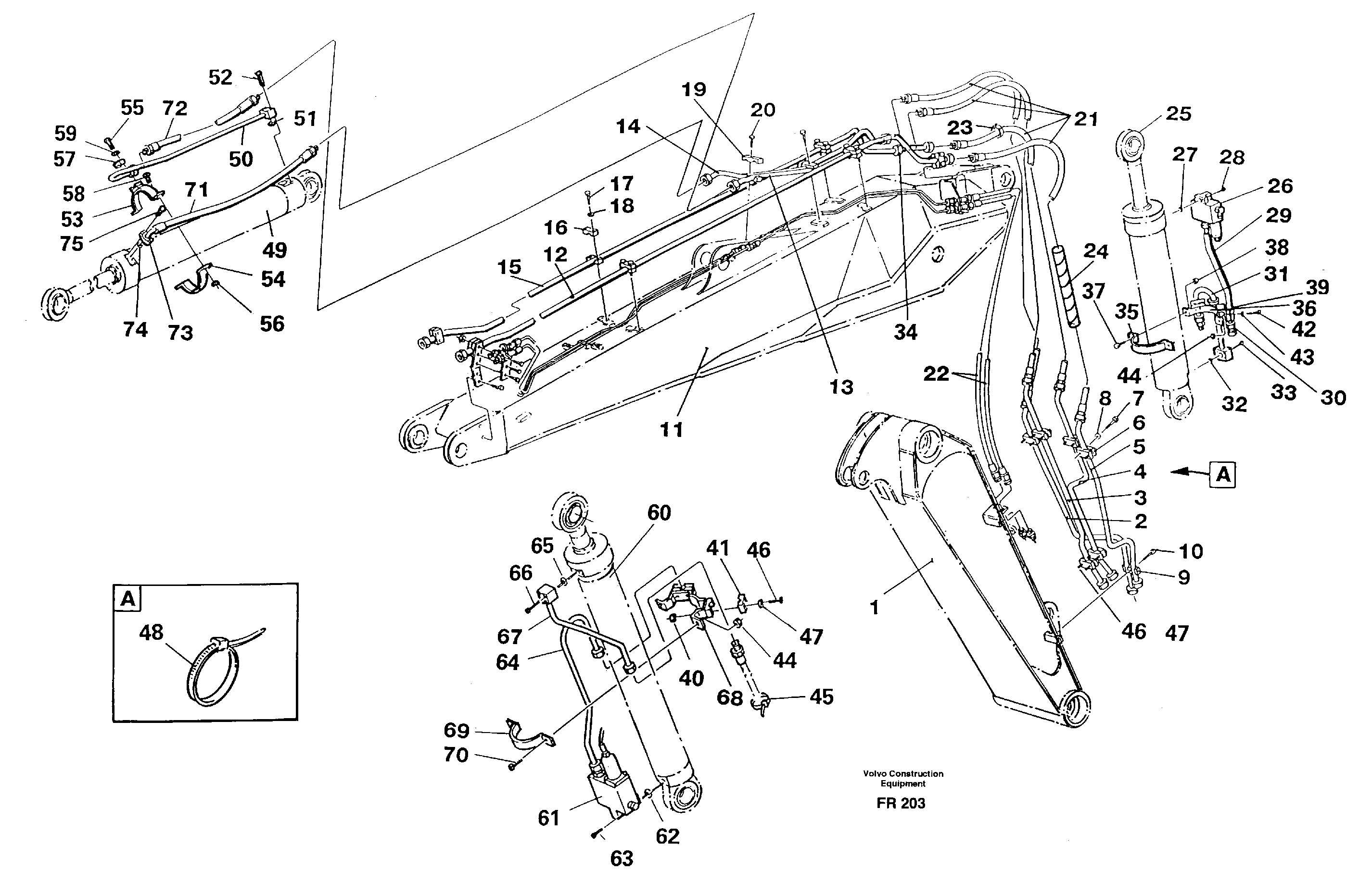 Cylinder hydraulics, adjustable boom — volvo parts diagram
