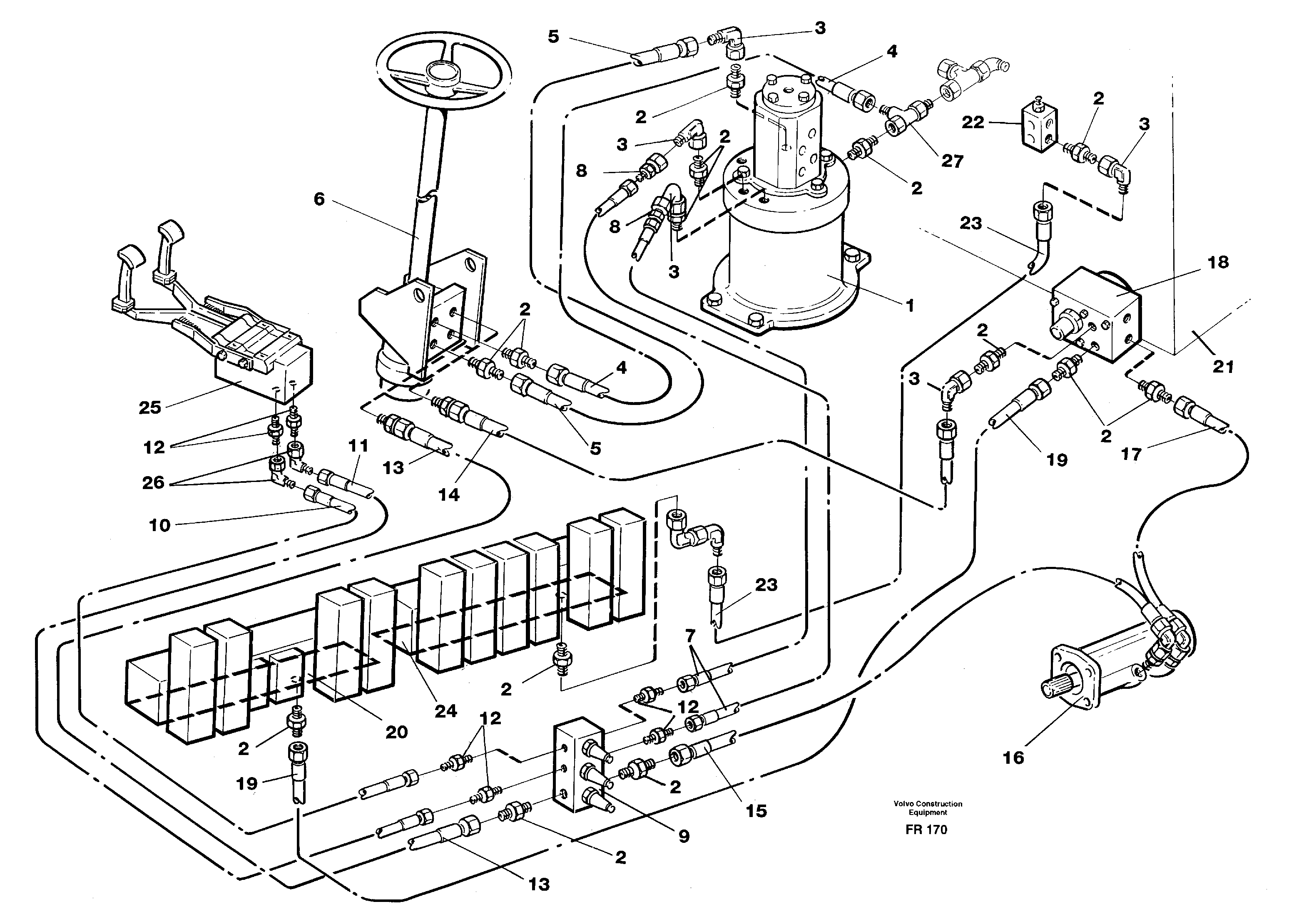 Steering system in superstructure — volvo parts diagram