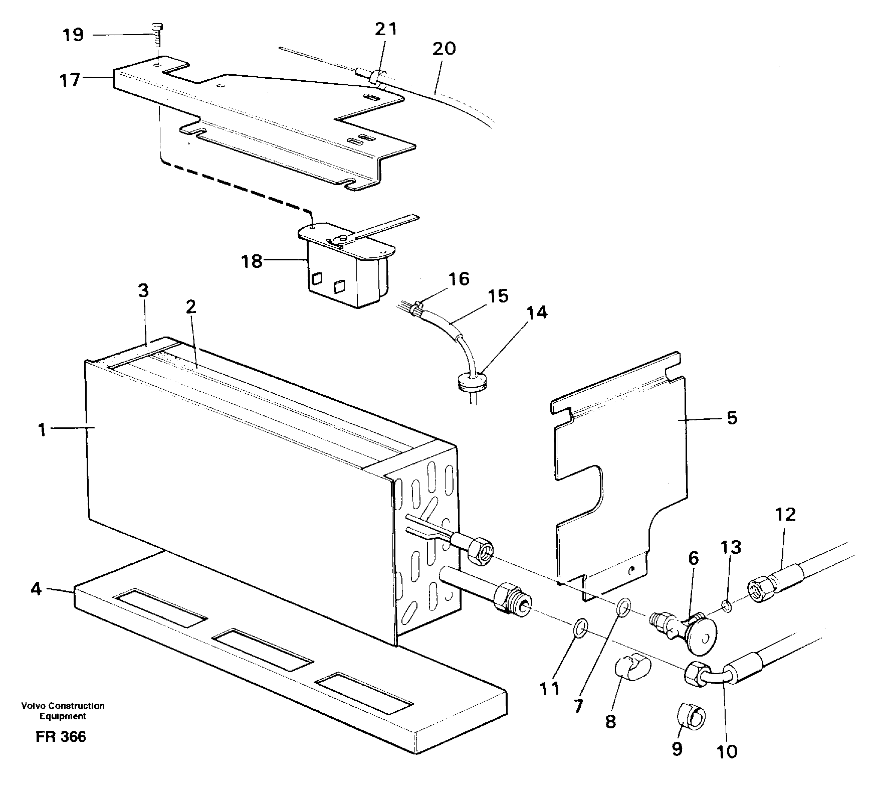Evaporator with fitting parts Cooling agent R12 — volvo parts diagram