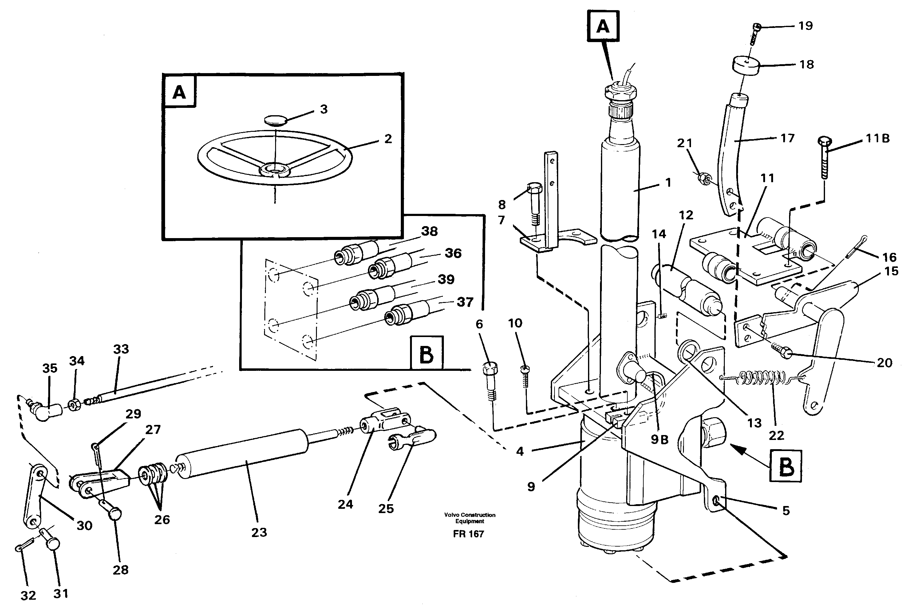 Adjustable steering column — volvo parts diagram