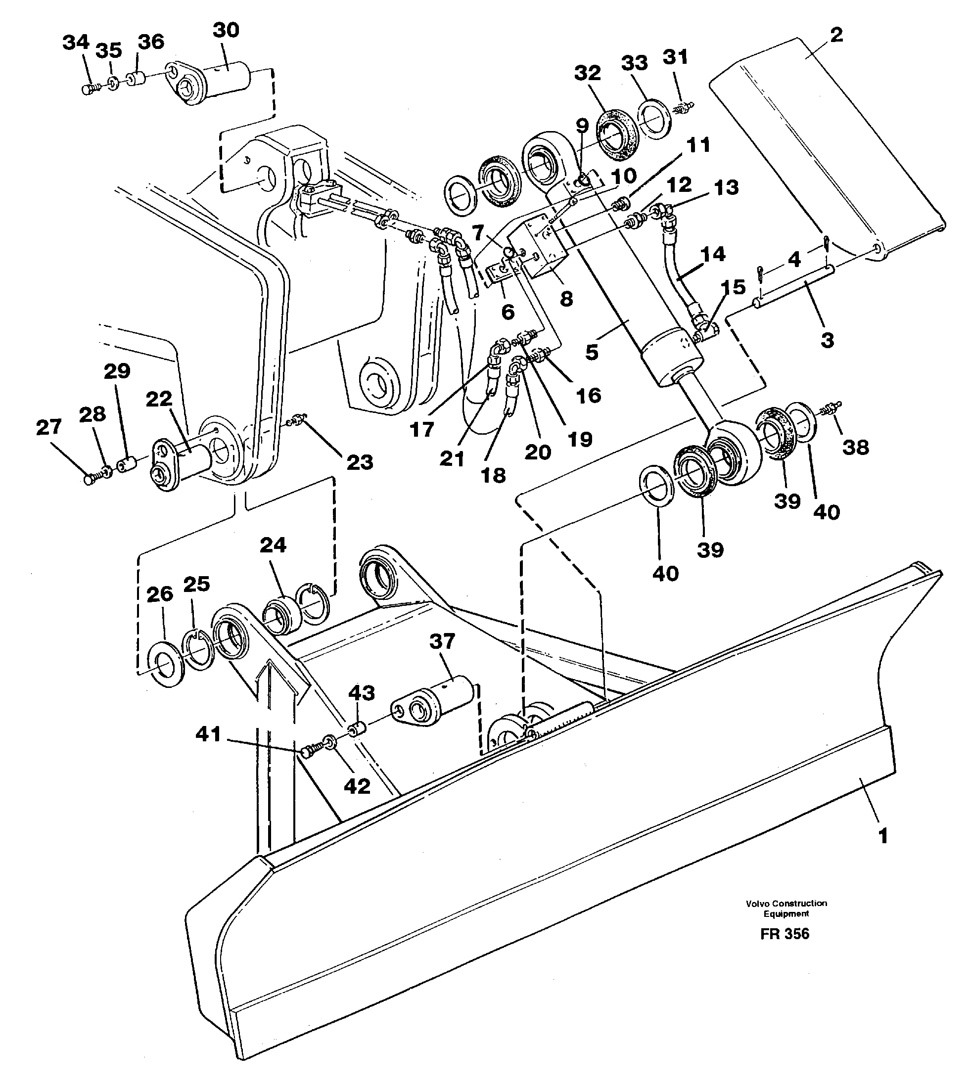 Dozer blade, front 2.5m/2.6m incl. connections  14251269  14253479 — volvo parts diagram