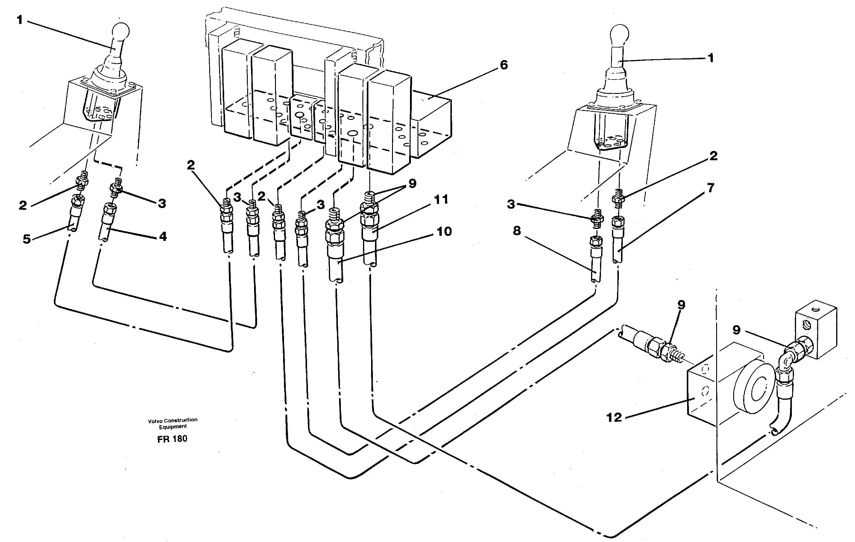 Servo hydraulics, tank return lines — volvo parts diagram