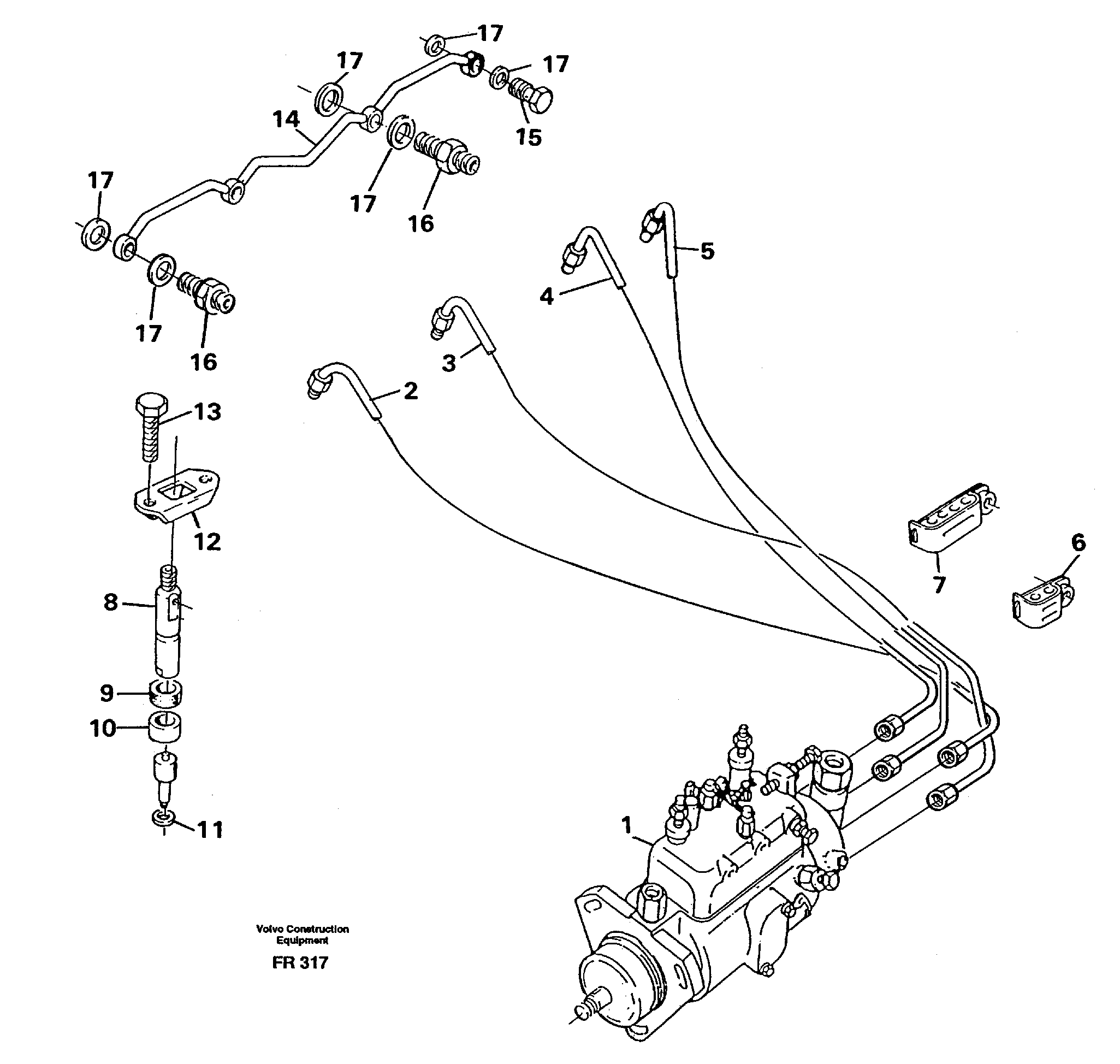 Fuel lines, injectors — volvo parts diagram