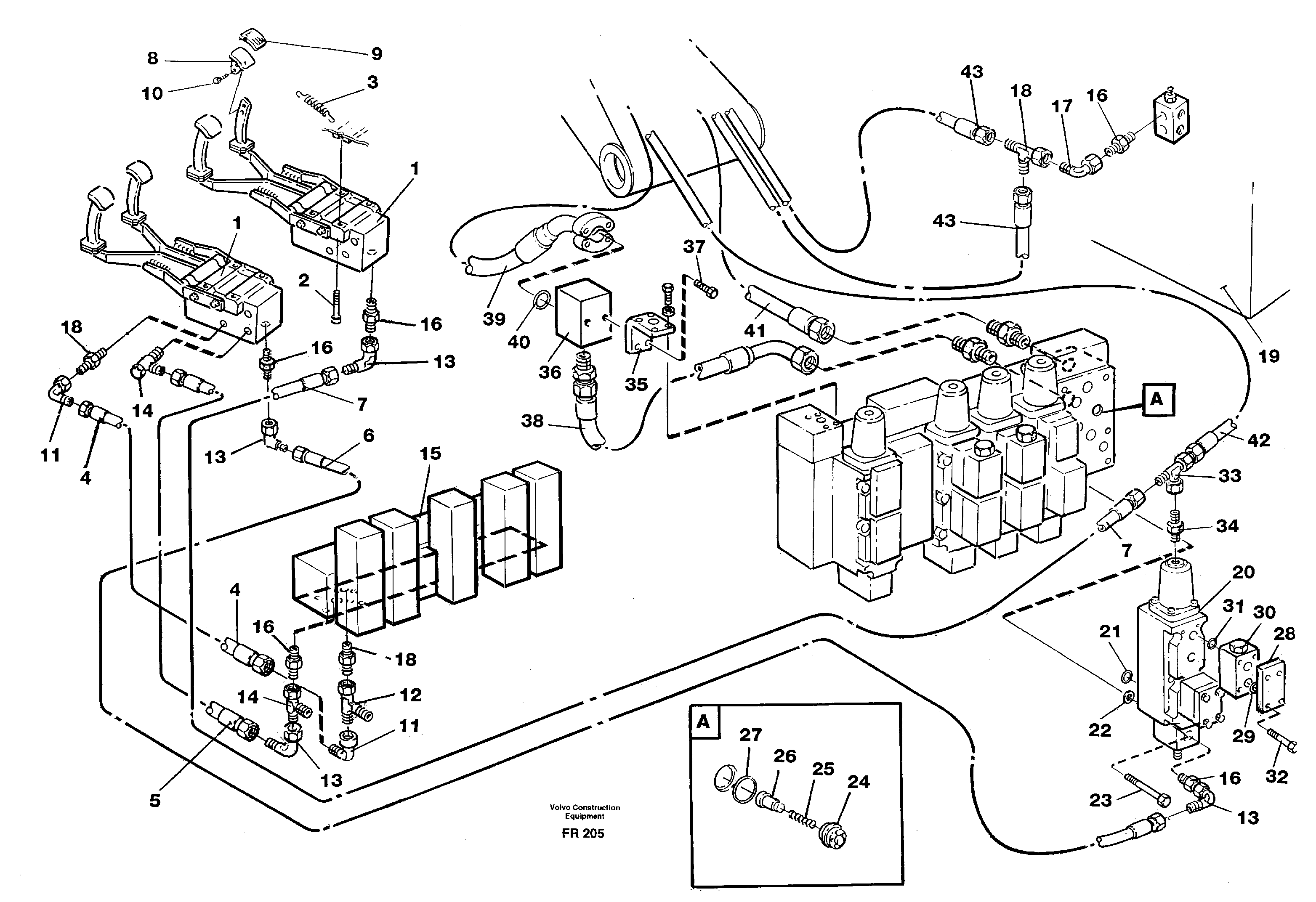 Hydraulic system, adjustable boom — volvo parts diagram