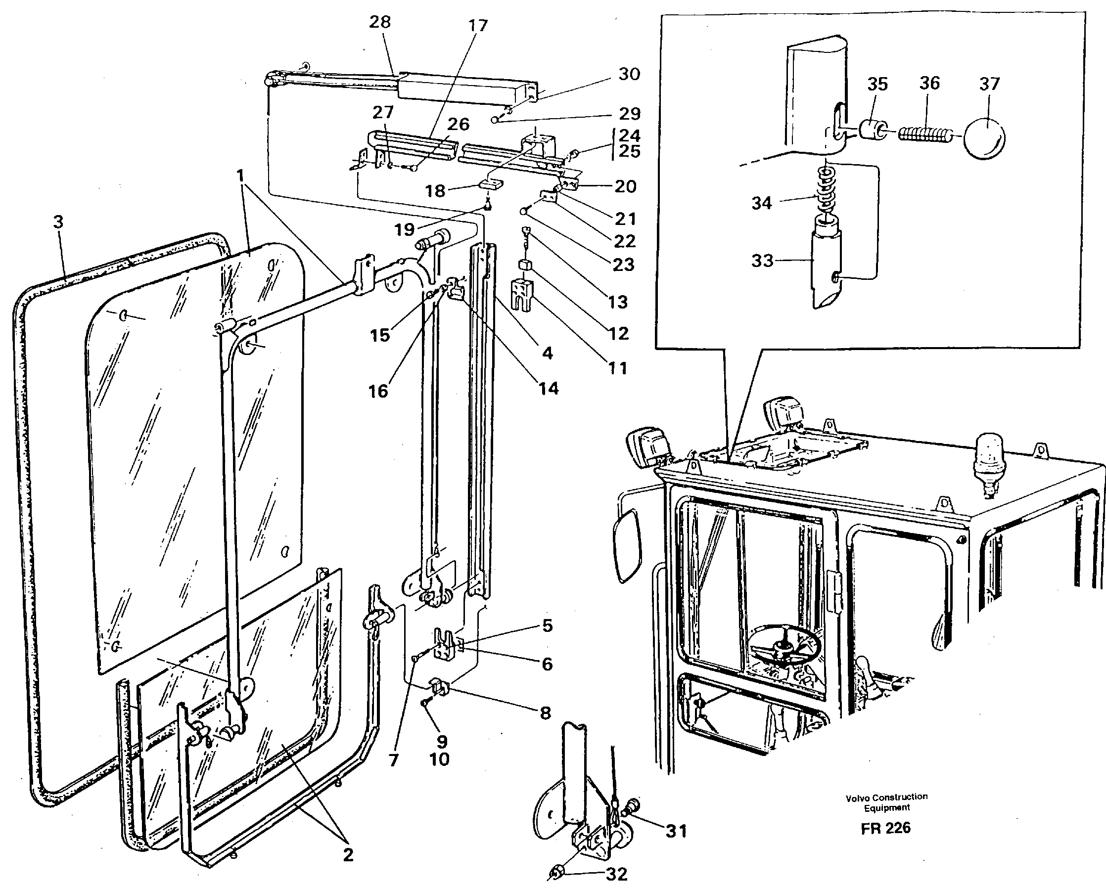 Front window, Lifting device — volvo parts diagram