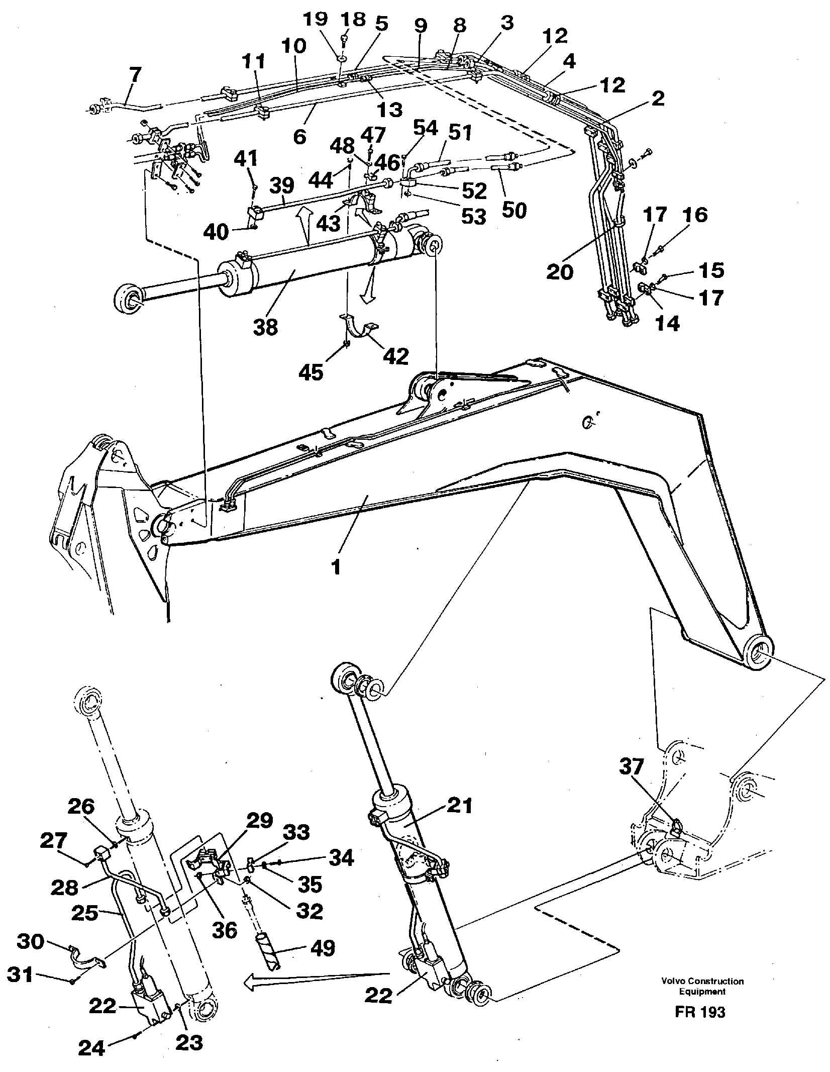 Cylinder hydraulics, backhoe boom — volvo parts diagram