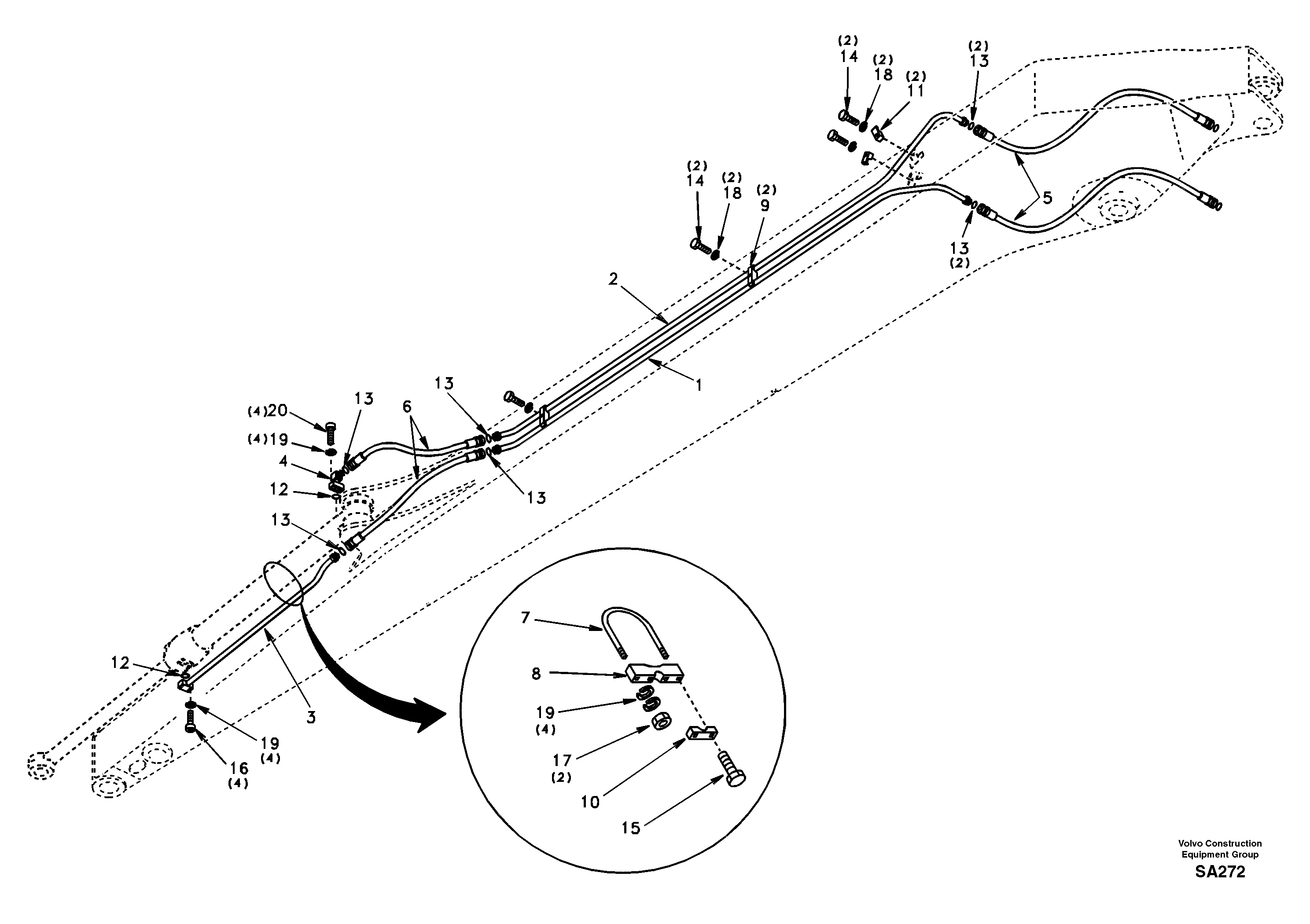 Working hydraulic, long dipper arm — volvo parts diagram