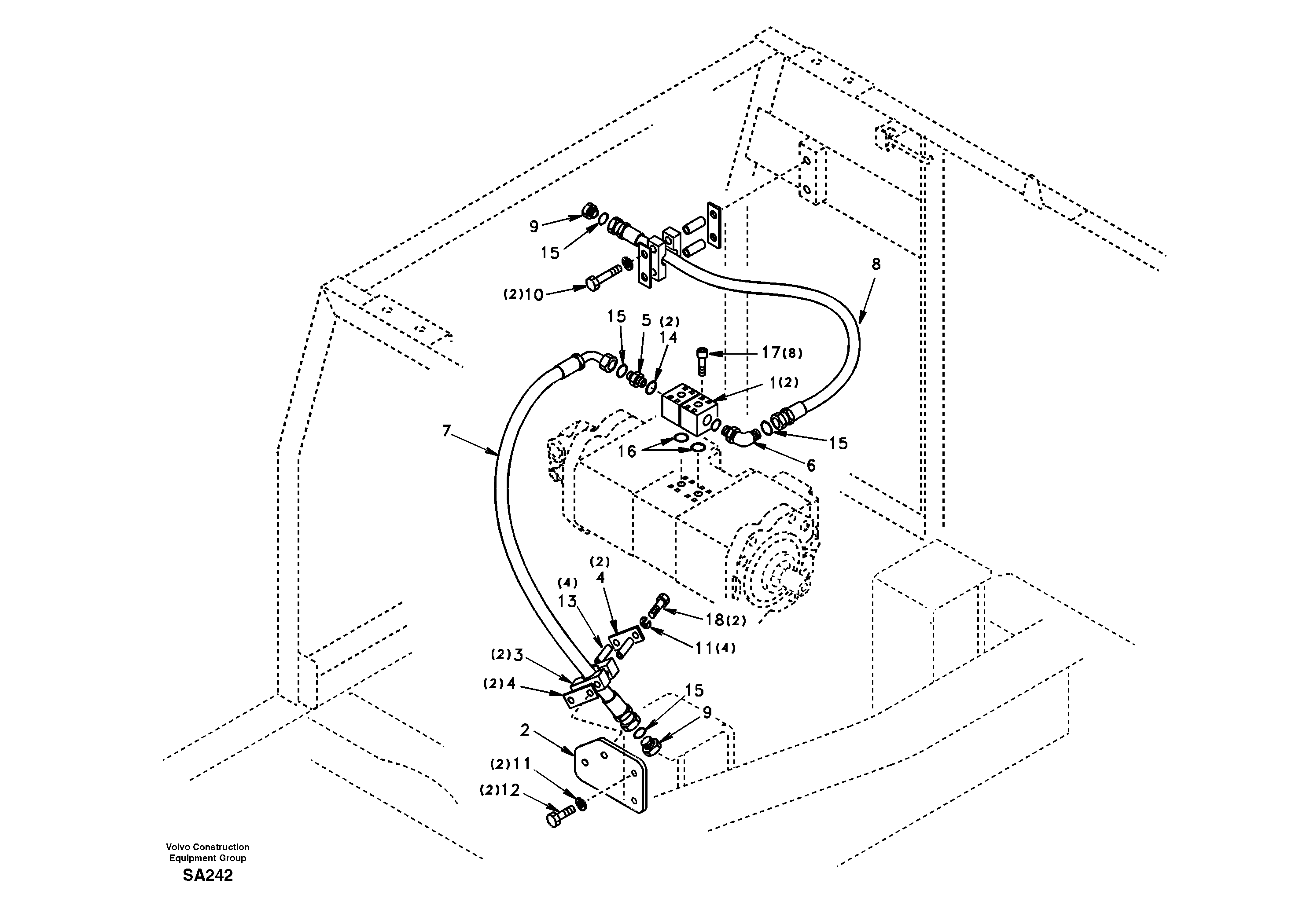 Hydraulic system, hydraulic pump pulse damper — volvo parts diagram