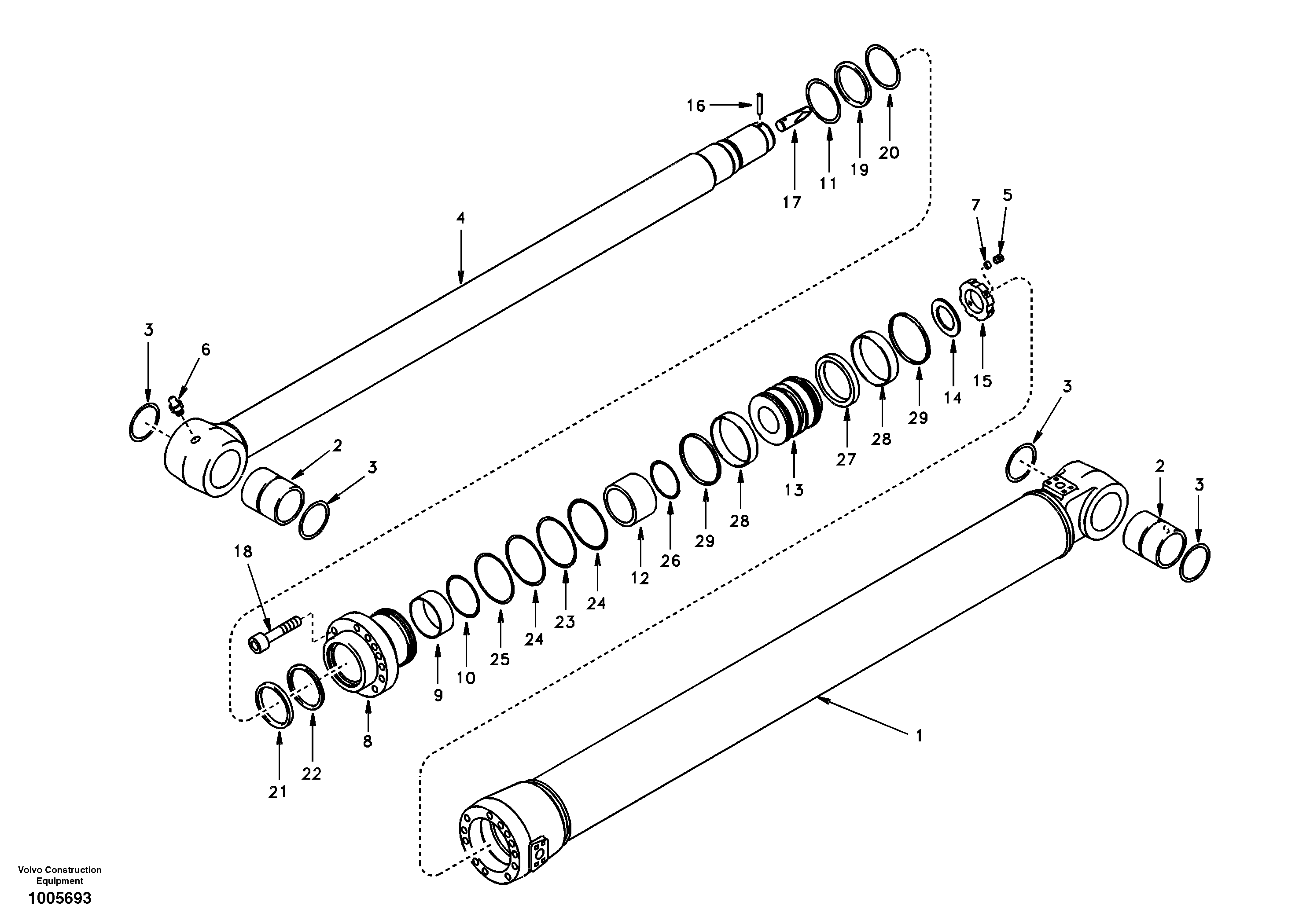 Dipper arm cylinder — volvo parts diagram