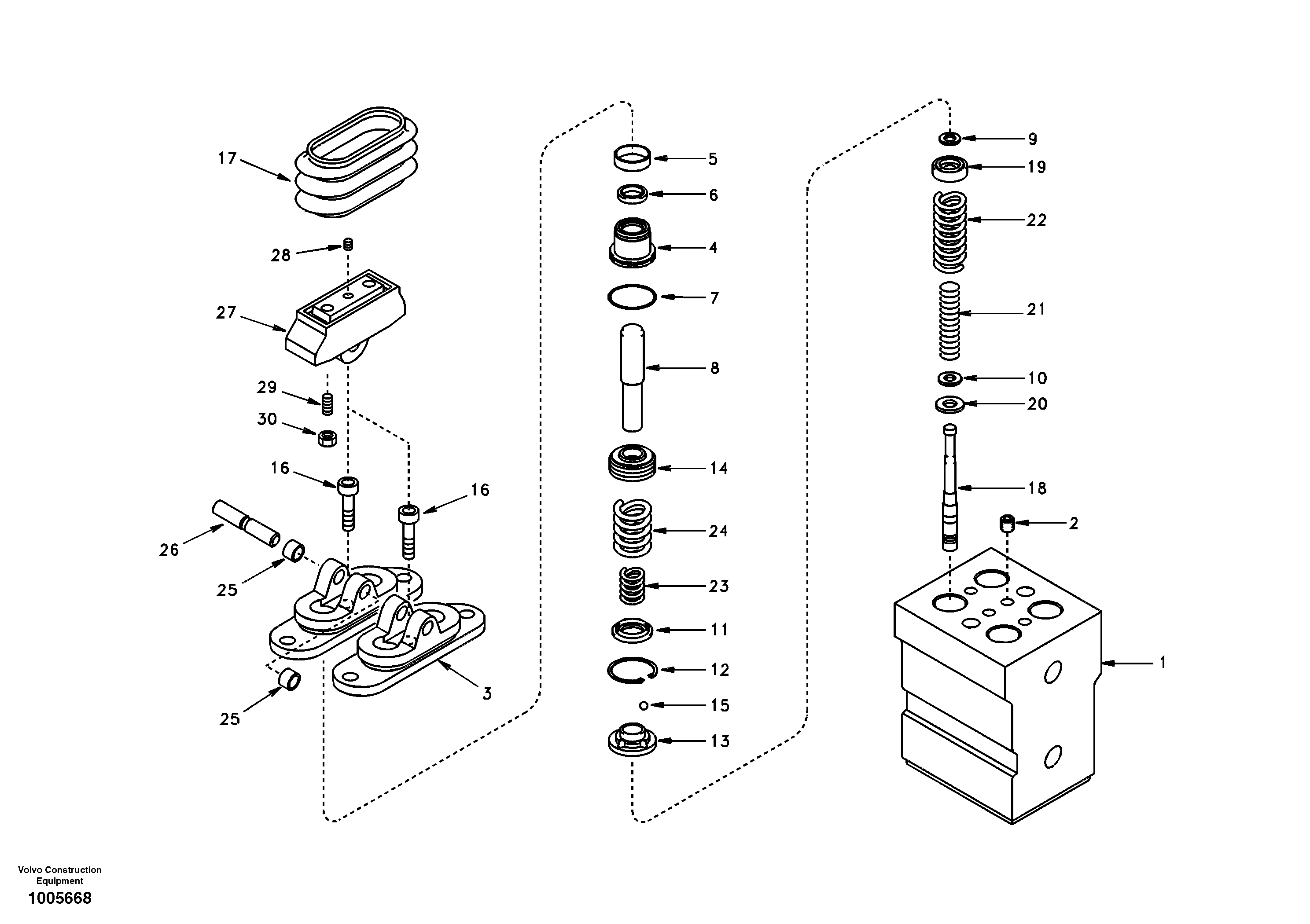 Remote control valve pedal, travel motor — volvo parts diagram