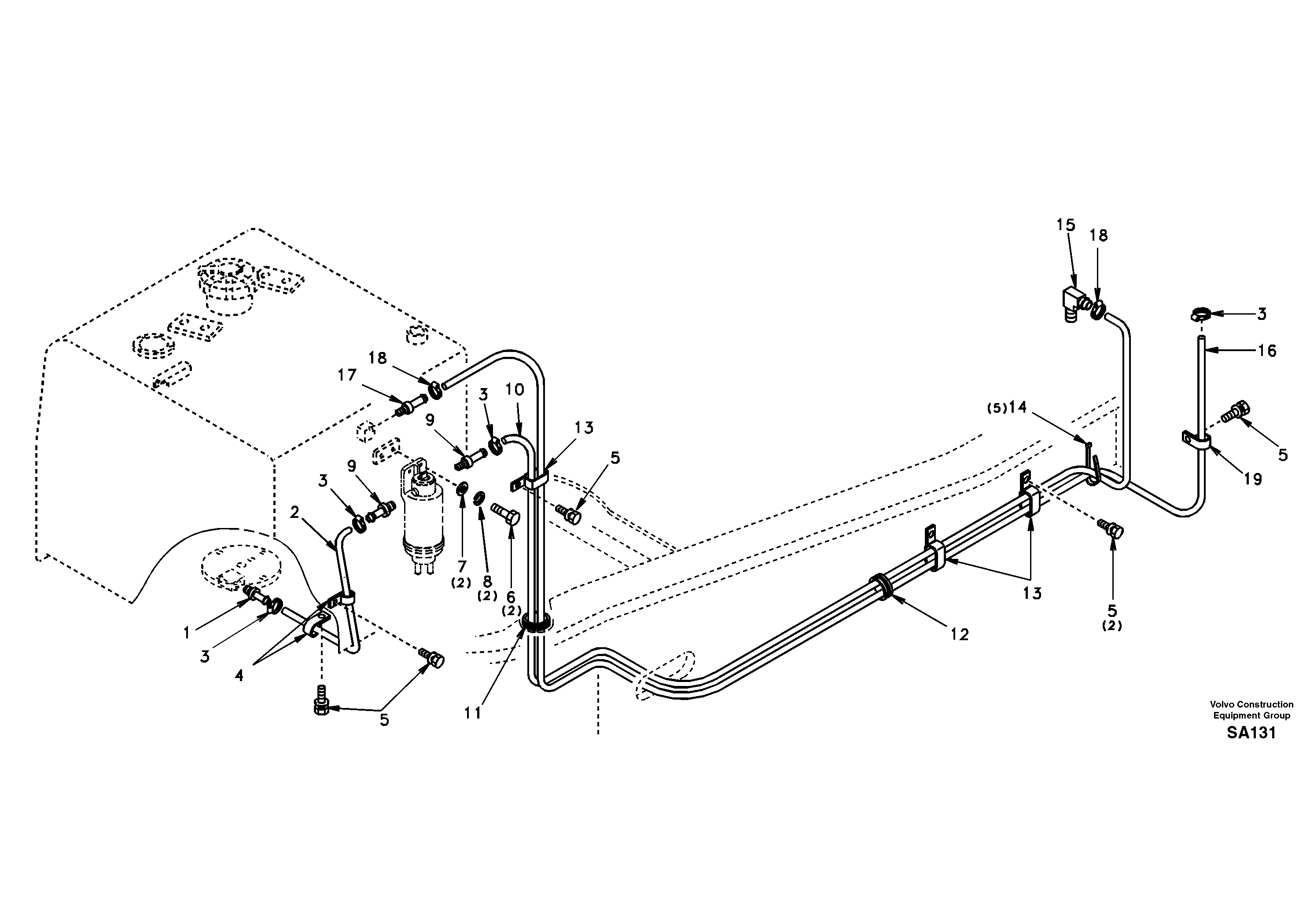 Fuel pipe - Fuel tank — volvo parts diagram
