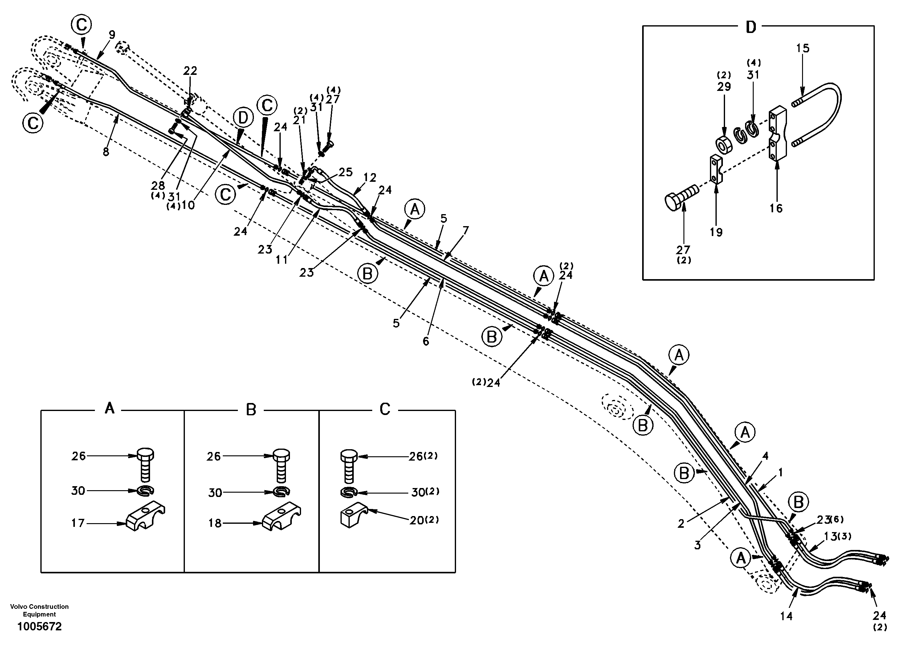 Working hydraulic, long boom — volvo parts diagram