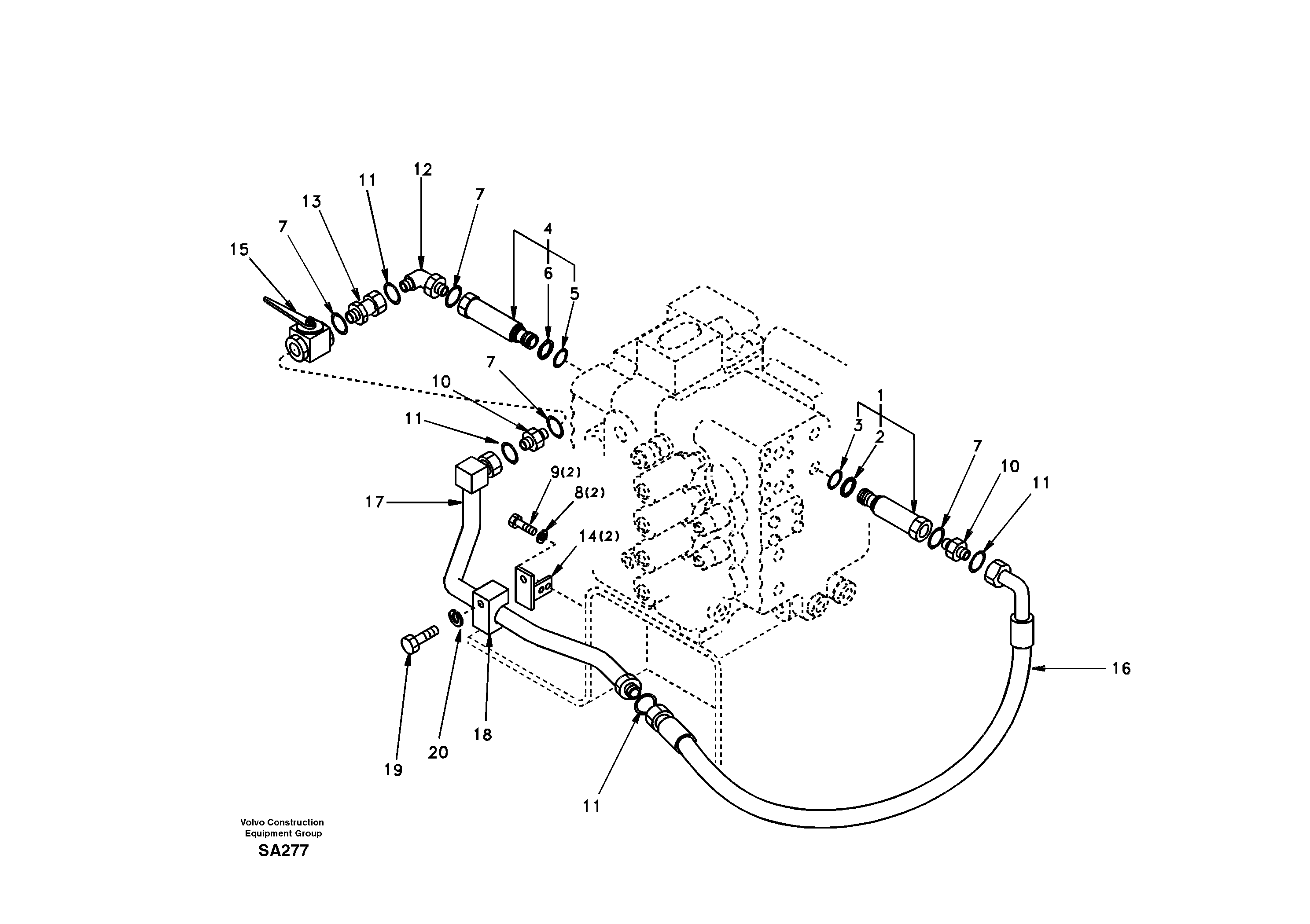Working hydraulic, hammer and shear for 2nd pump flow — volvo parts diagram