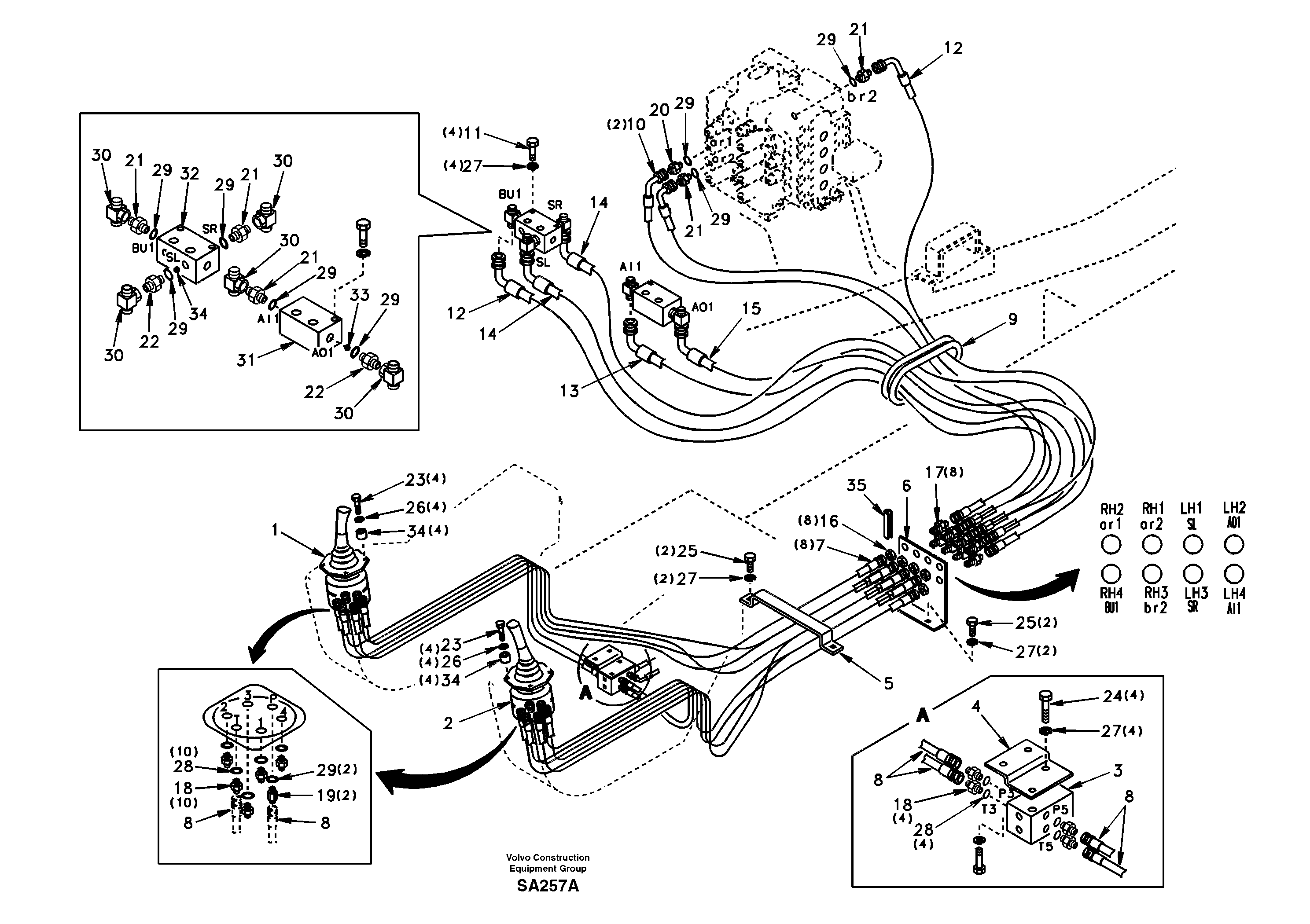 Servo system, control valve to remote control valve — volvo parts diagram