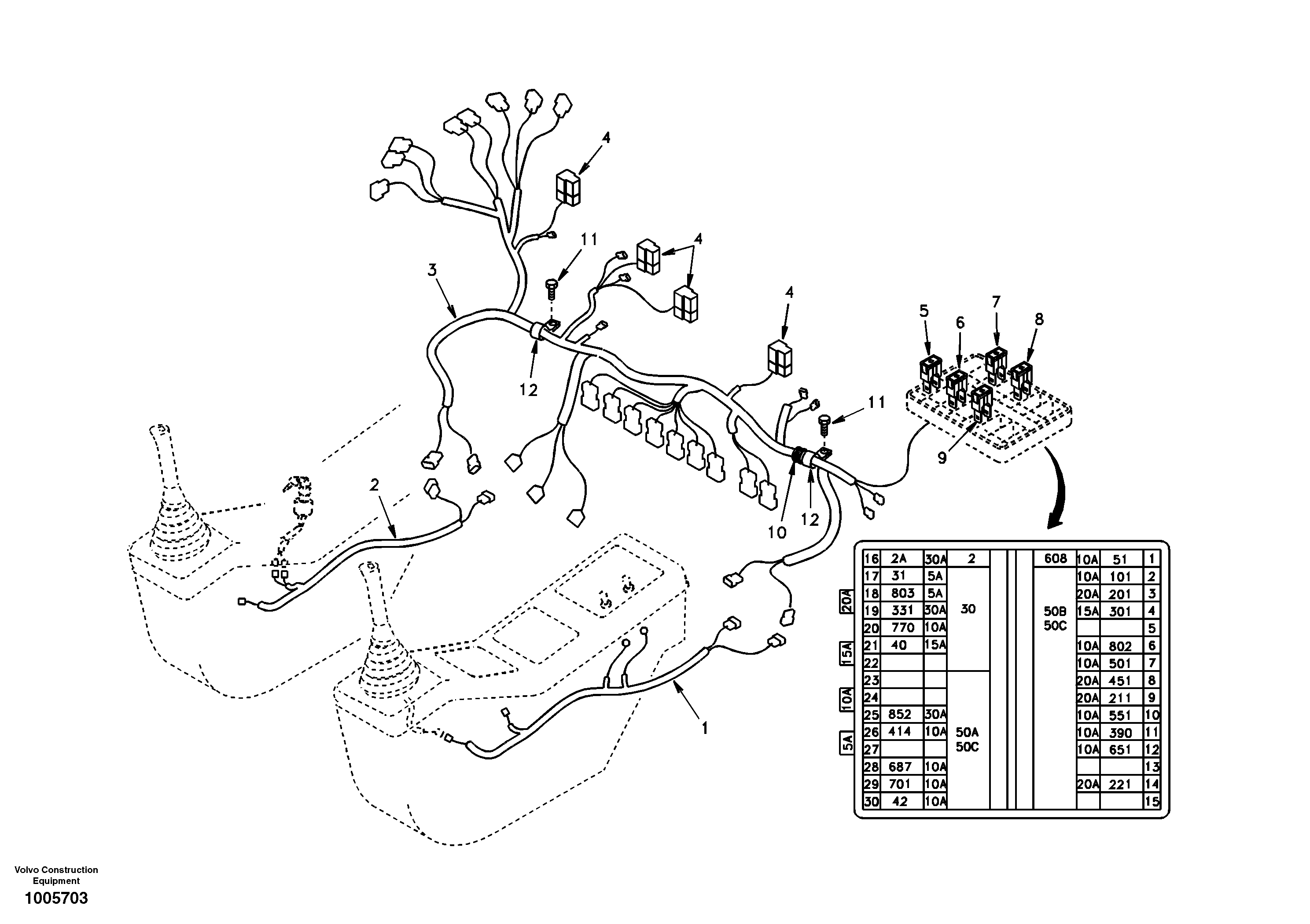 Cable and wire harness, instrument panel — volvo parts diagram