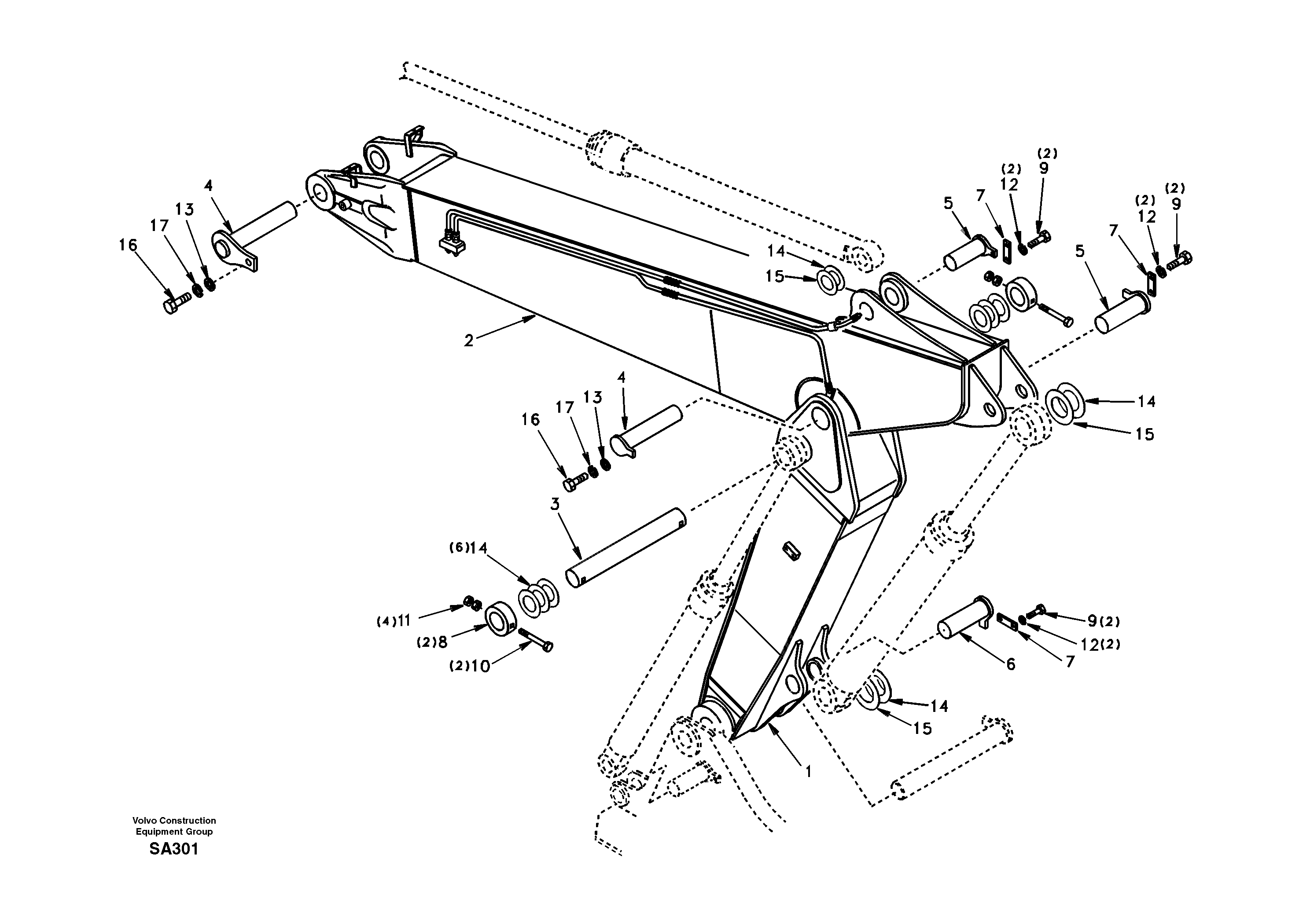 Links to boom, adjustable — volvo parts diagram