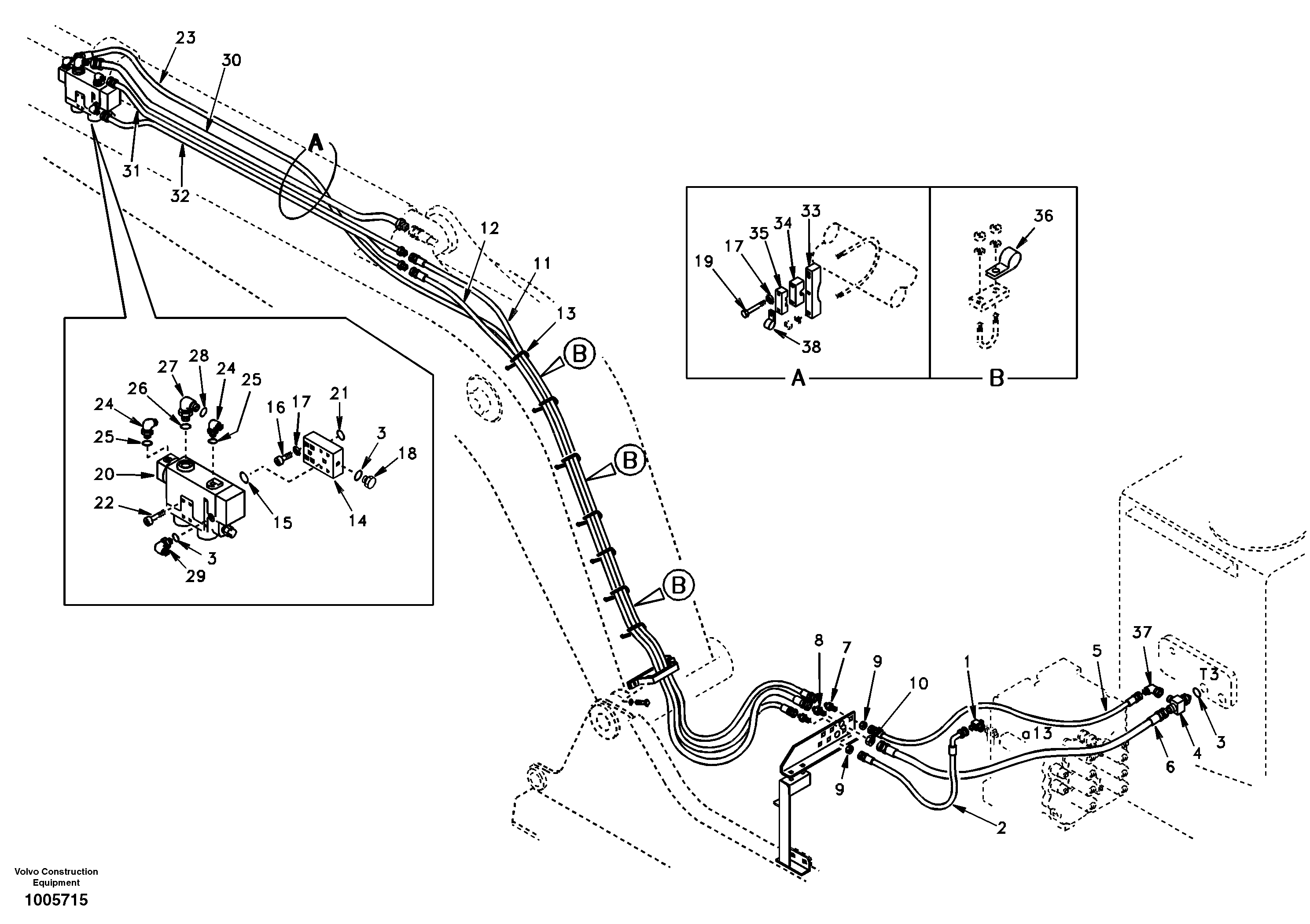 Working hydraulic, dipper arm rupture — volvo parts diagram