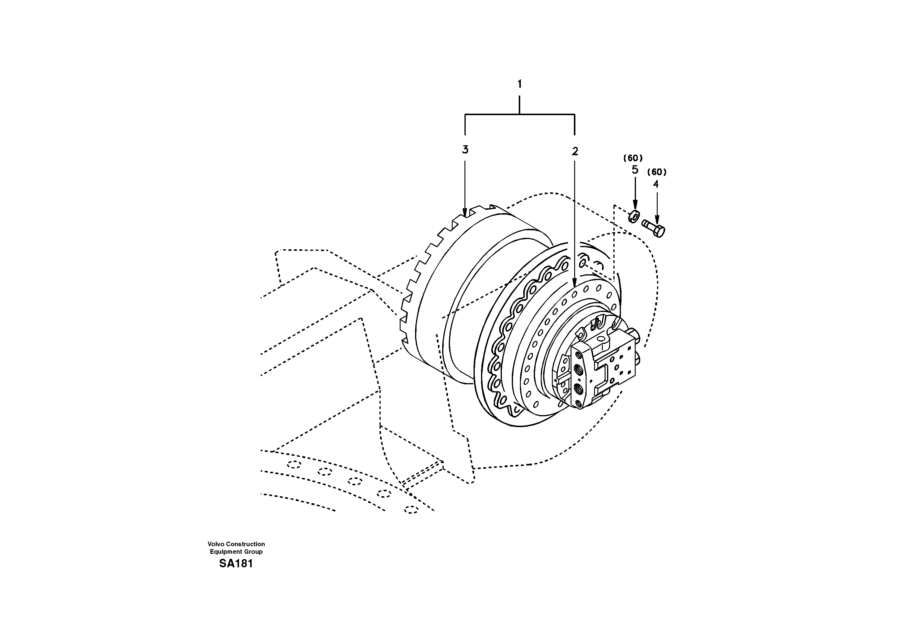 Travel motor with mounting parts — volvo parts diagram