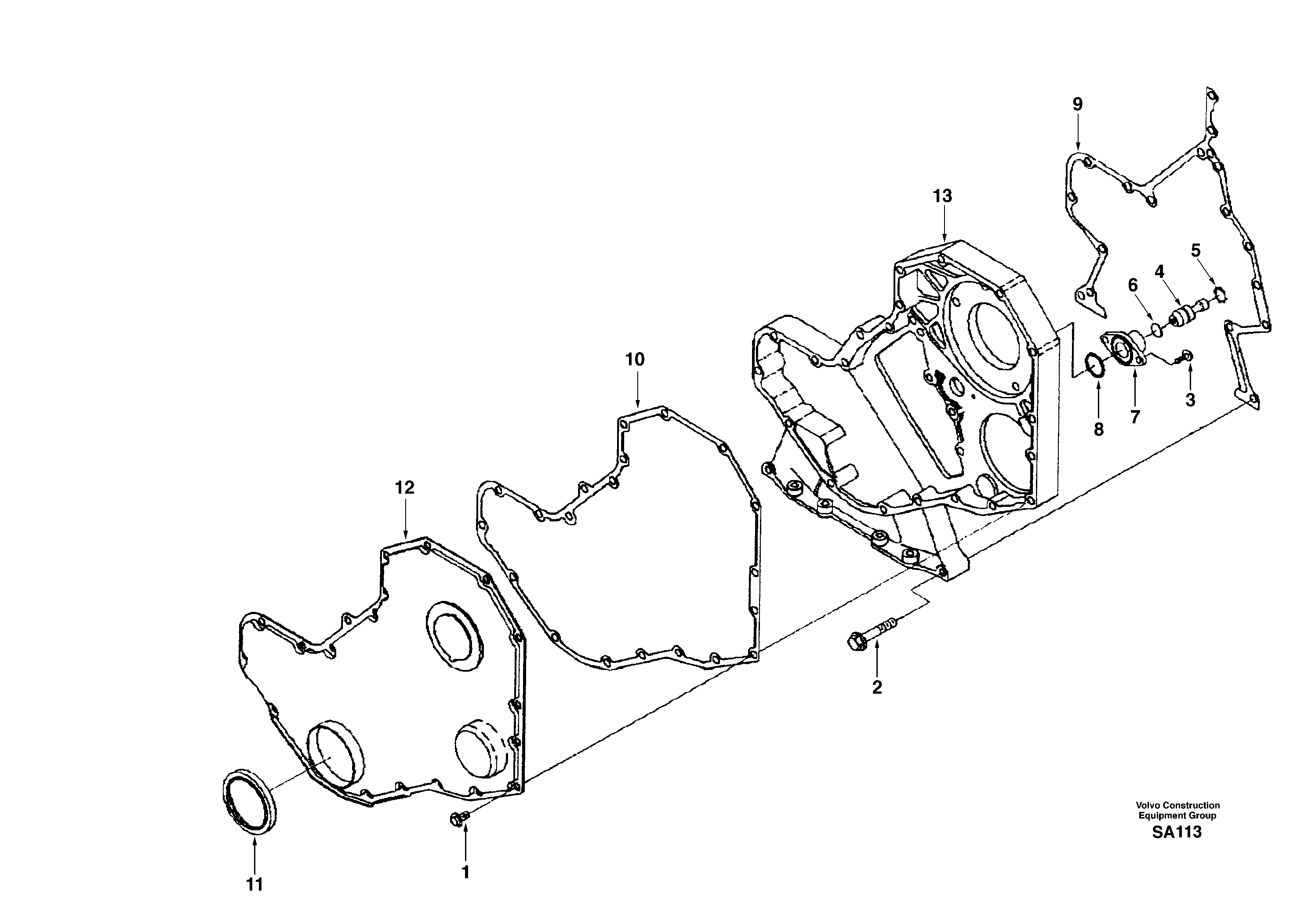 Timing gear casing — volvo parts diagram