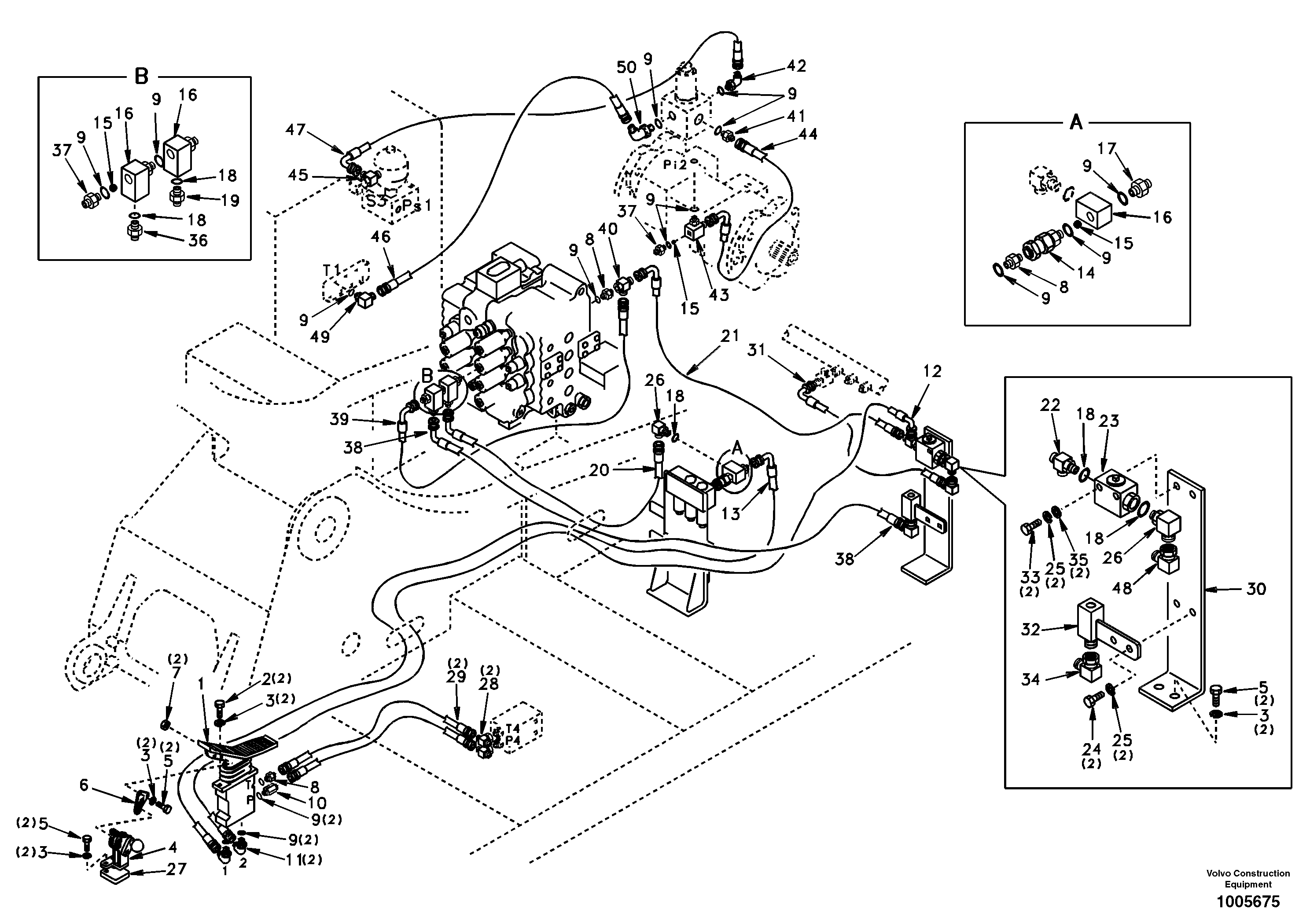 Working hydraulic, hammer and shear for 1st pump flow — volvo parts diagram