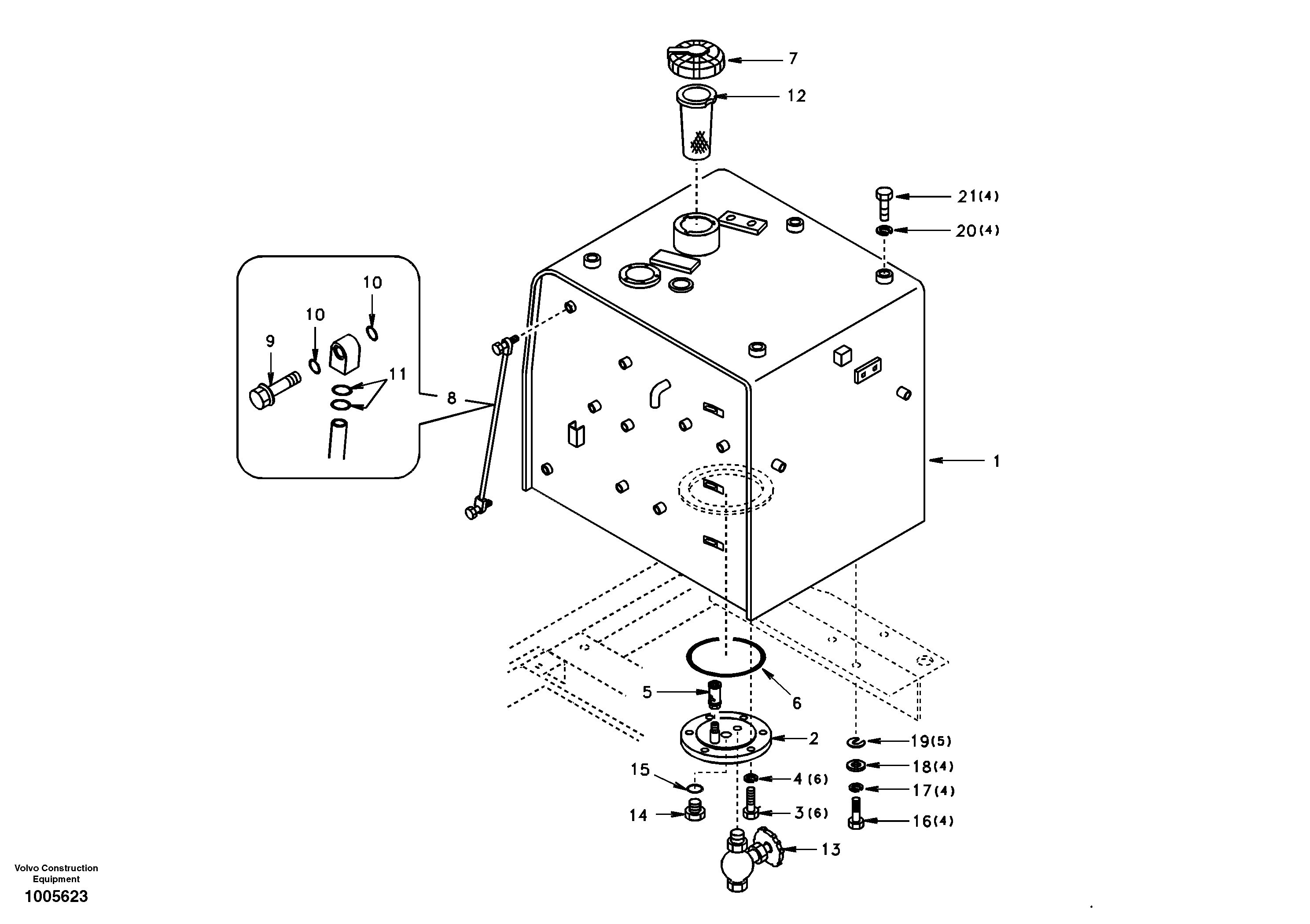 Fuel tank with fitting parts — volvo parts diagram