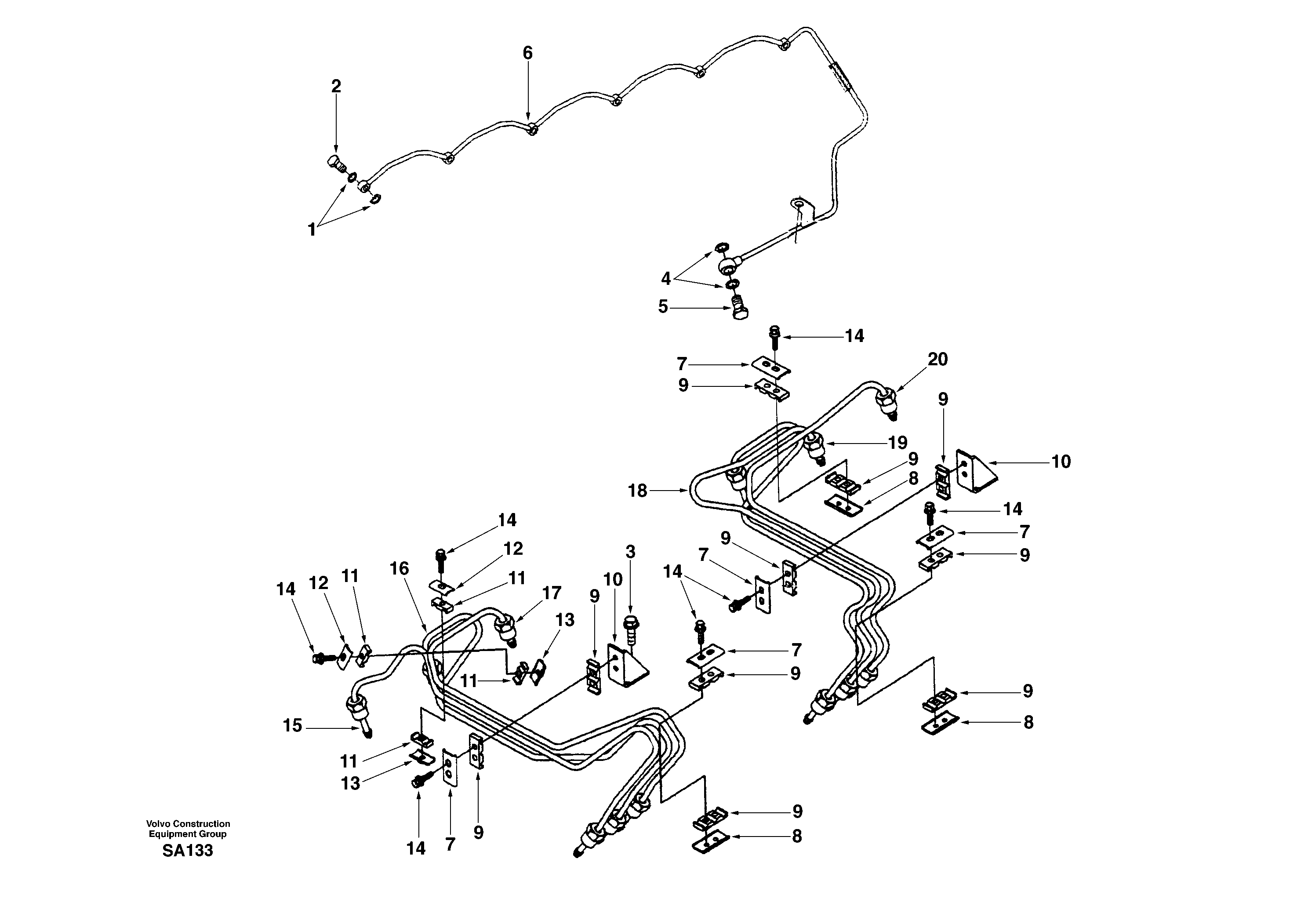 Fuel pipes-injector — volvo parts diagram