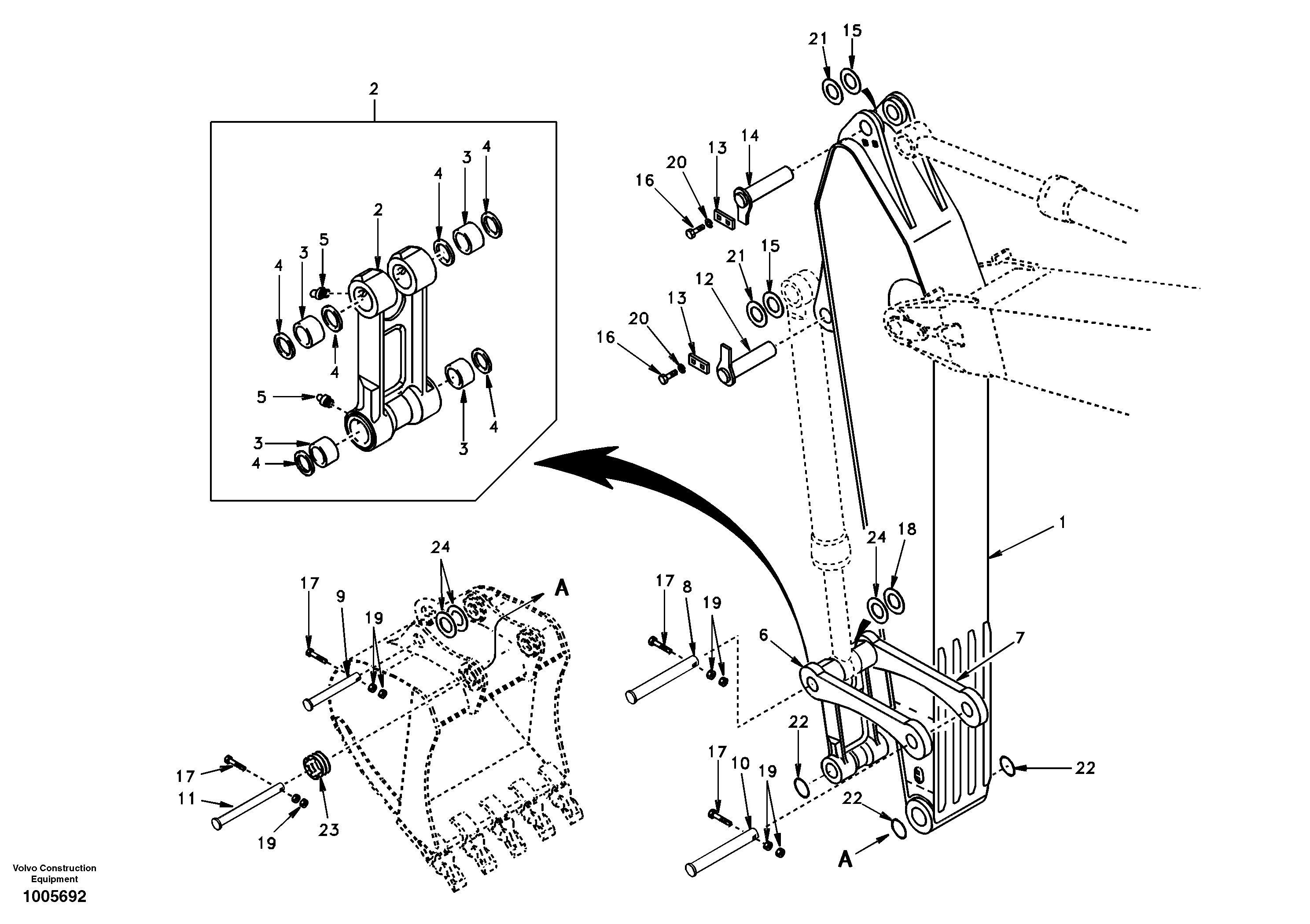Links to dipper arm — volvo parts diagram