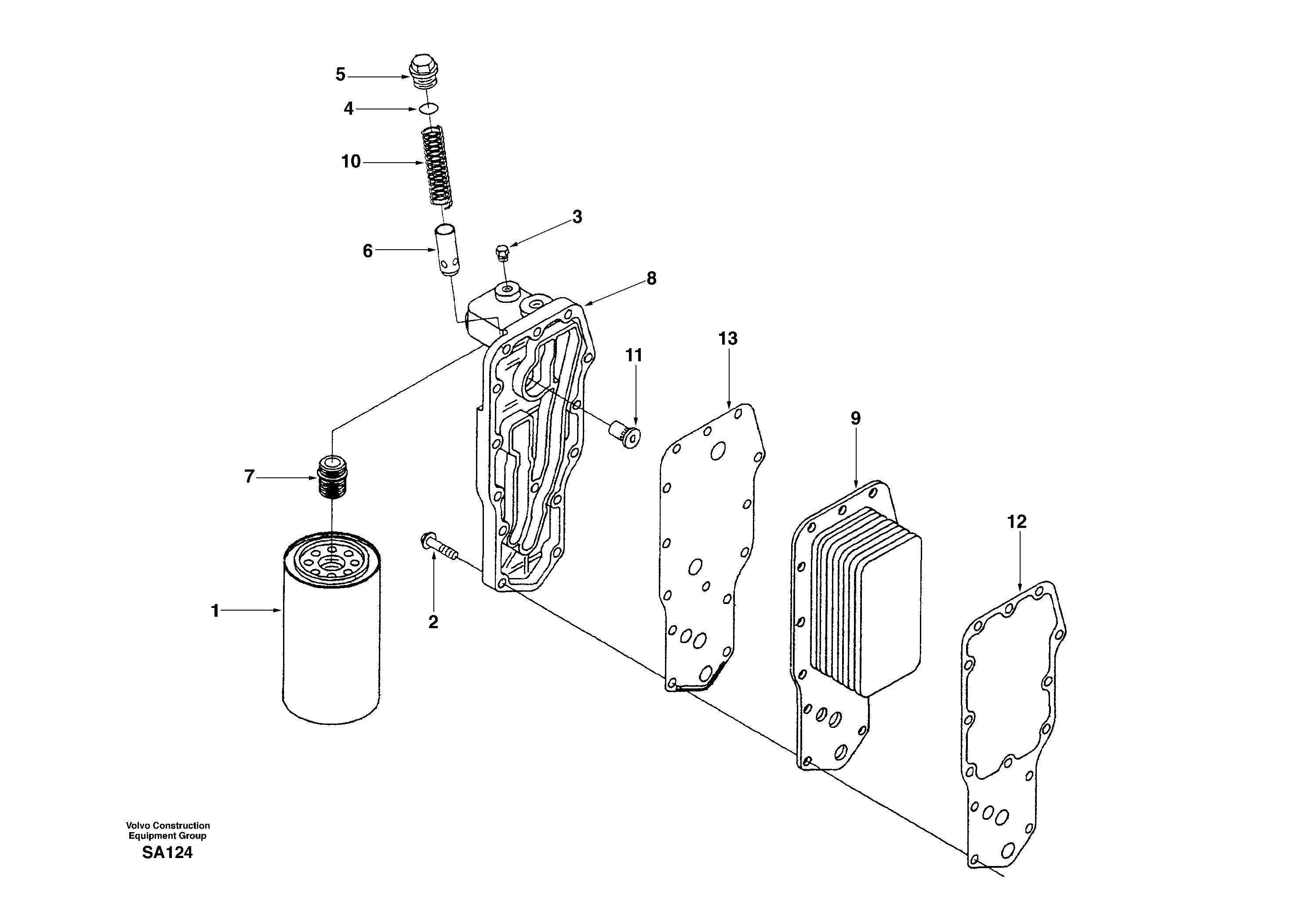 Oil cooler — volvo parts diagram
