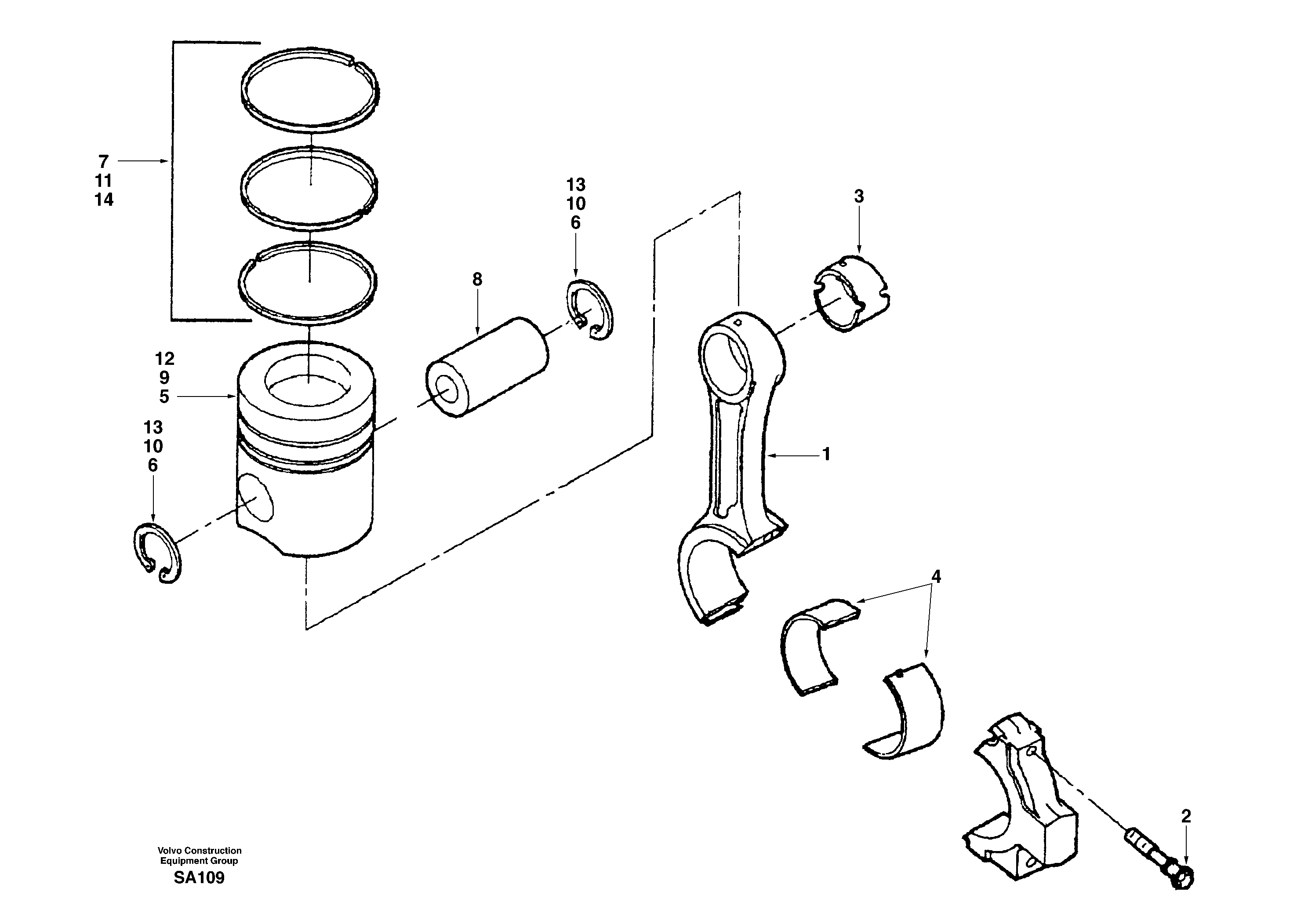 Connecting rod and piston — volvo parts diagram