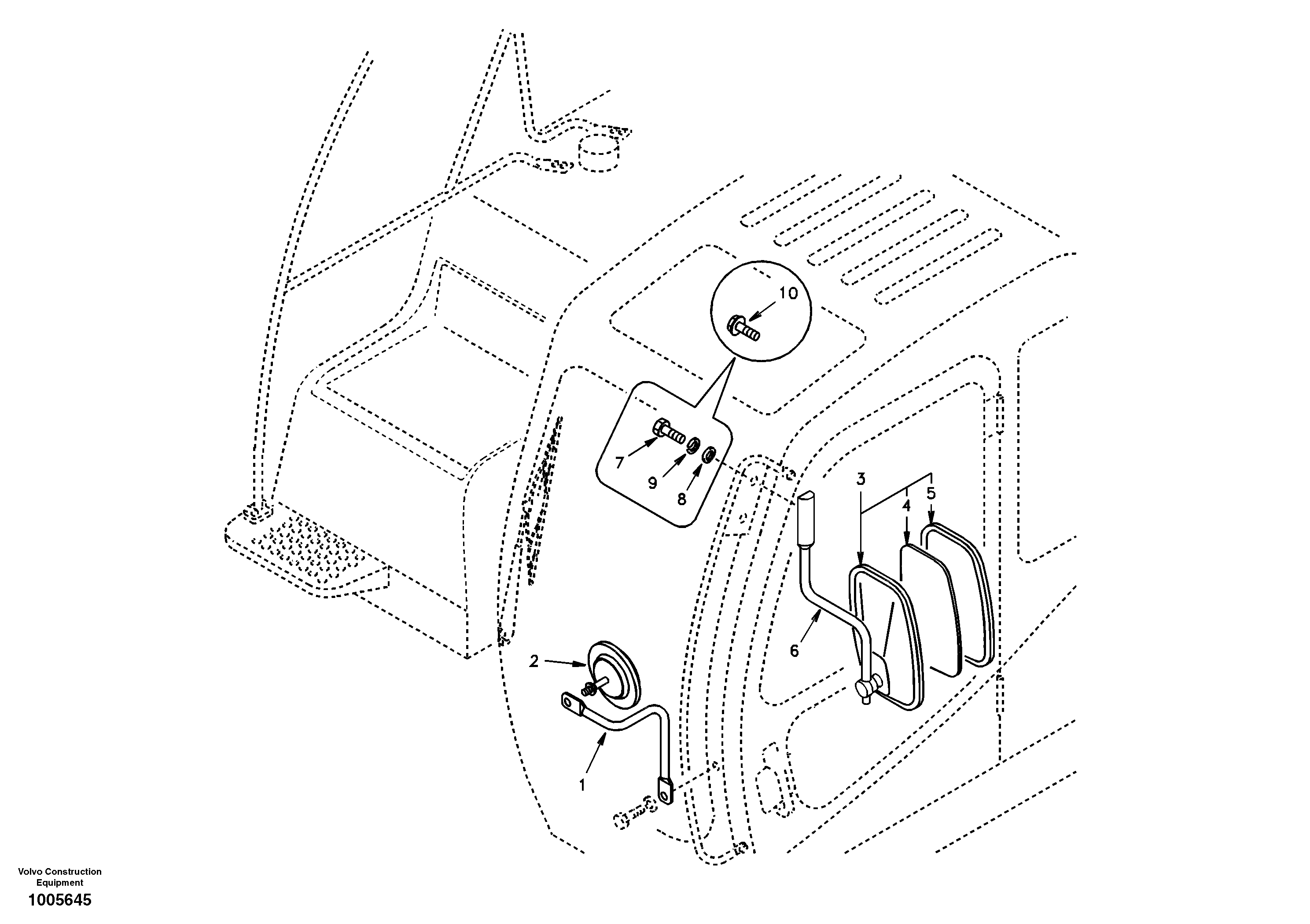 Rear view mirror 8277096 SER NO 3689- — volvo parts diagram