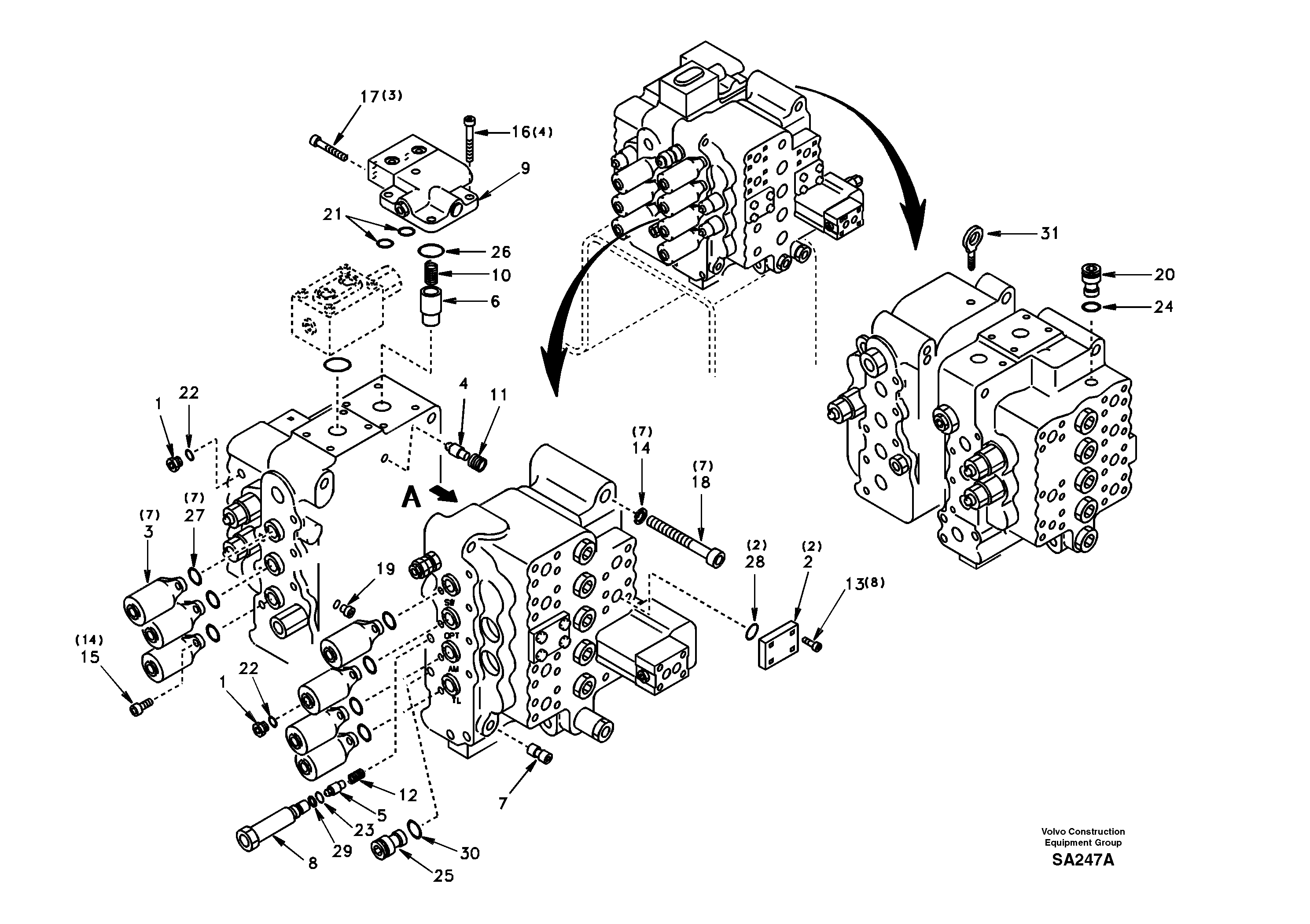 Control valve with fitting parts. — volvo parts diagram