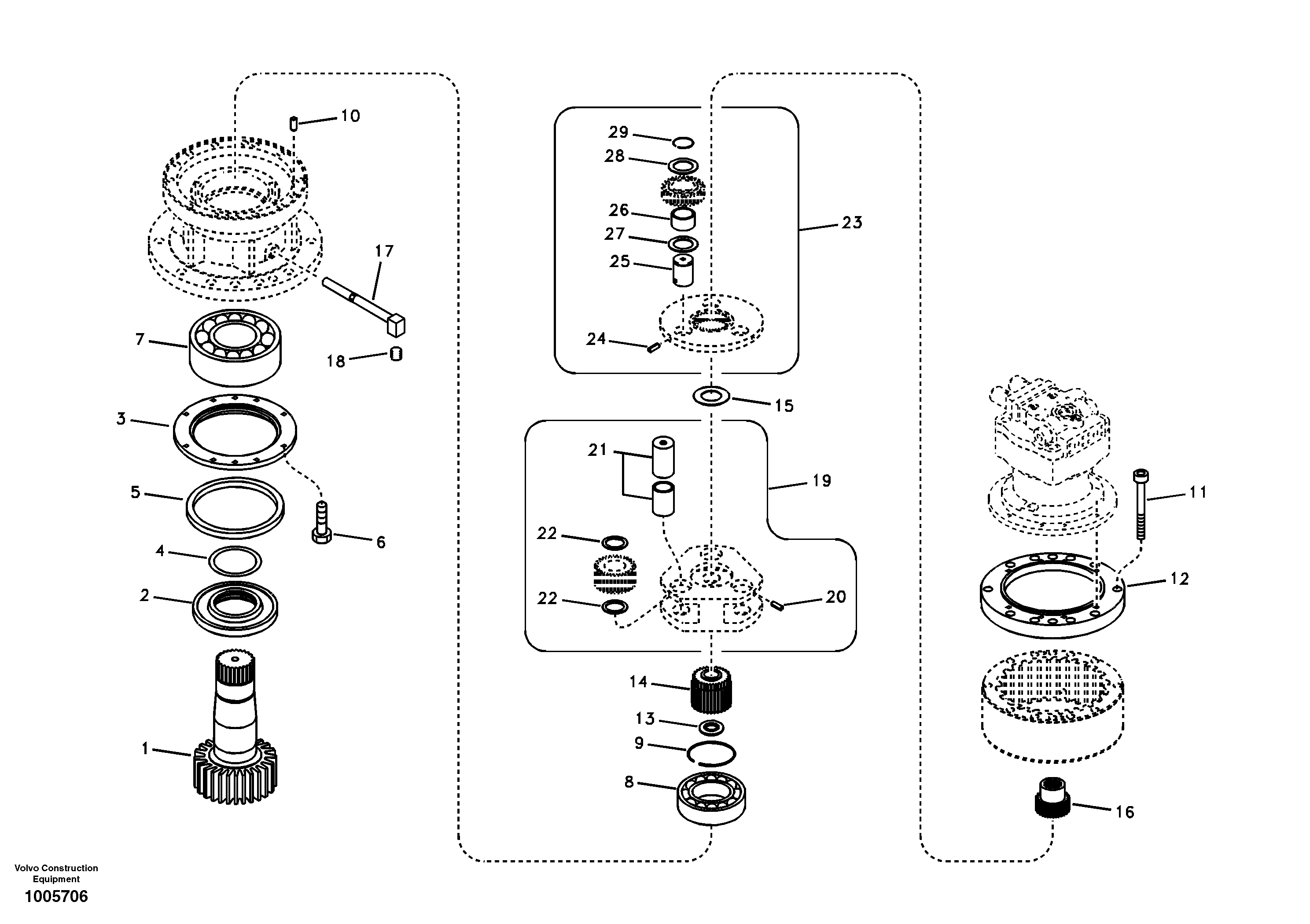 Swing gearbox — volvo parts diagram