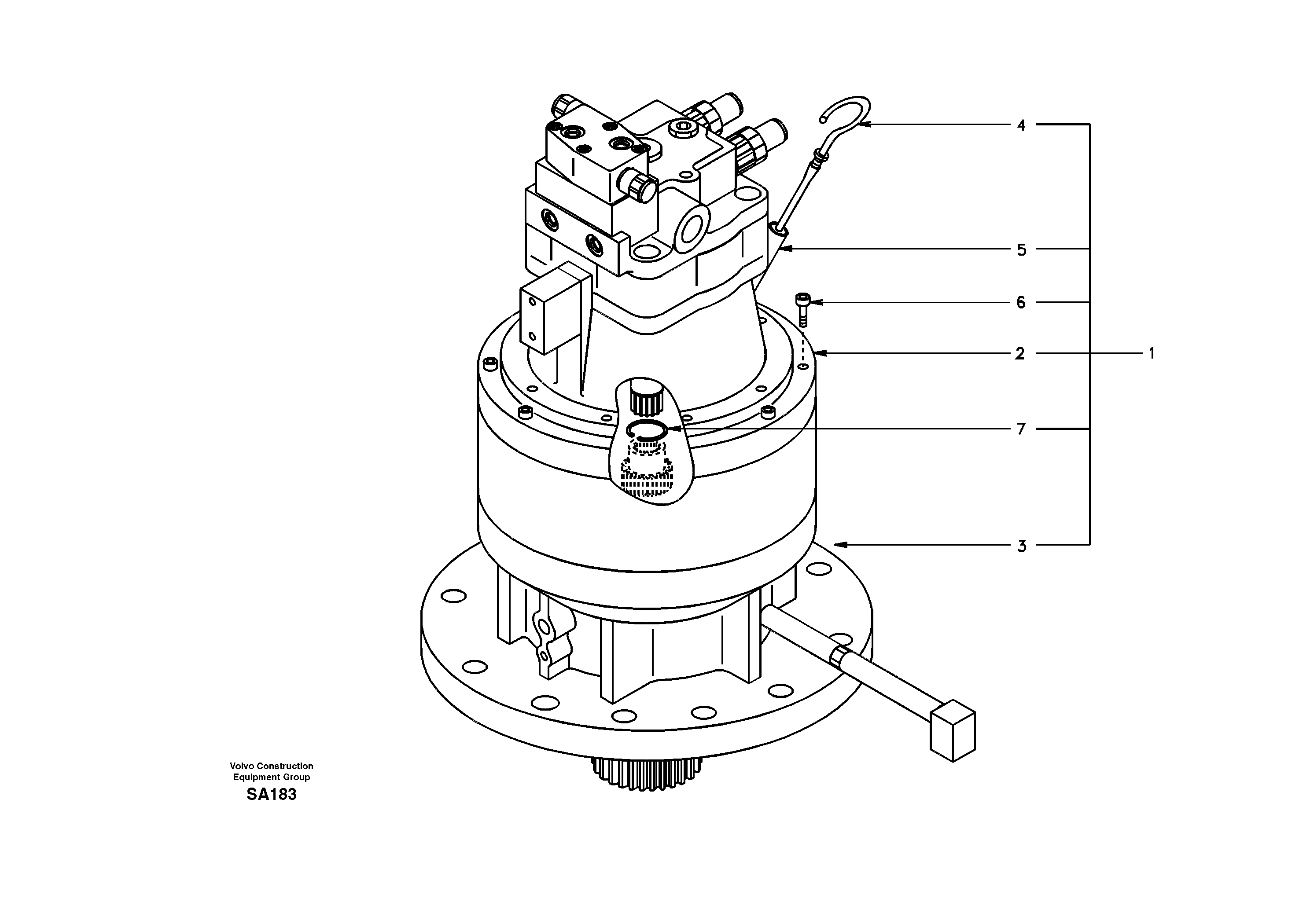 Swing motor with mounting parts — volvo parts diagram