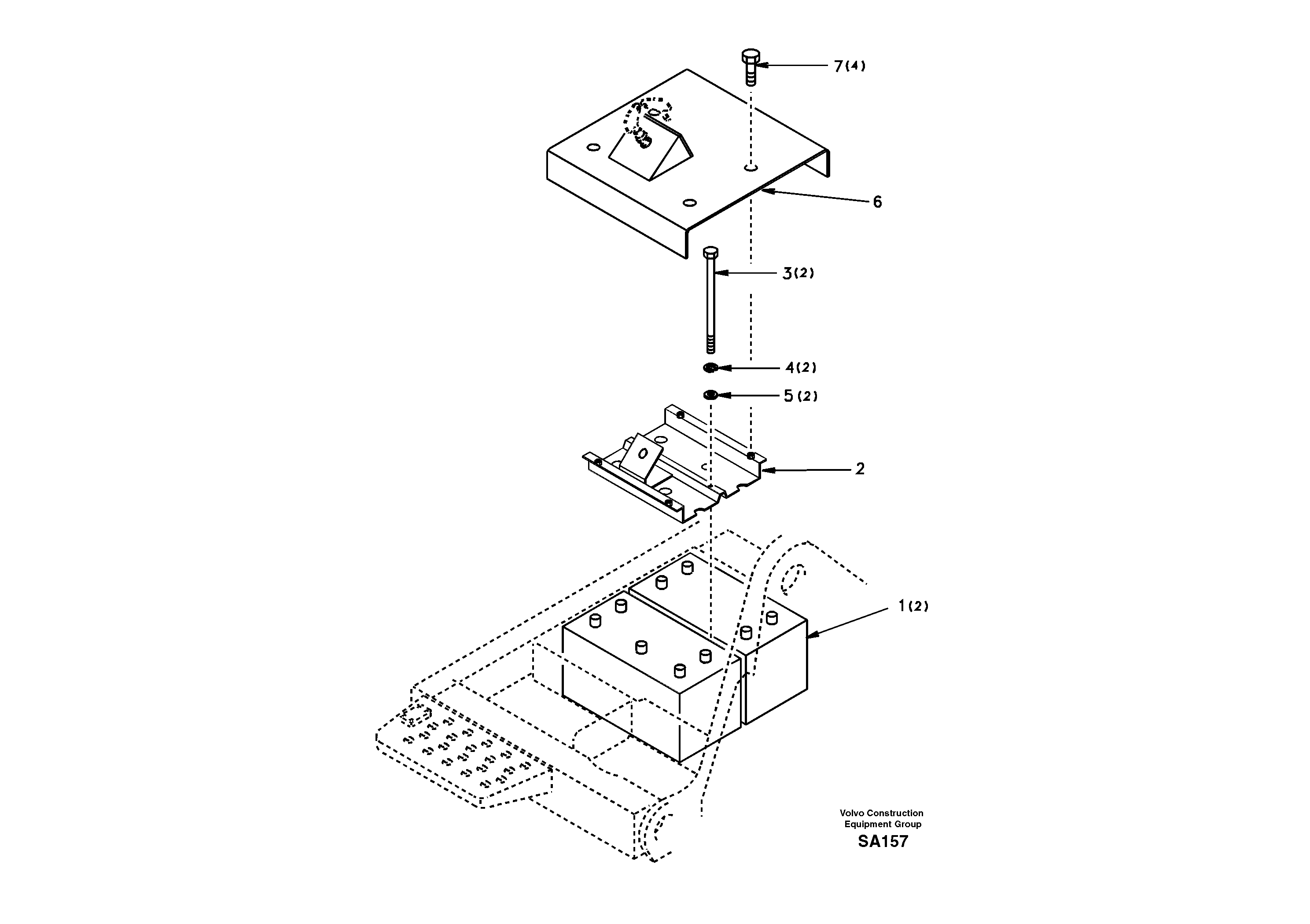 Battery with assembling details — volvo parts diagram