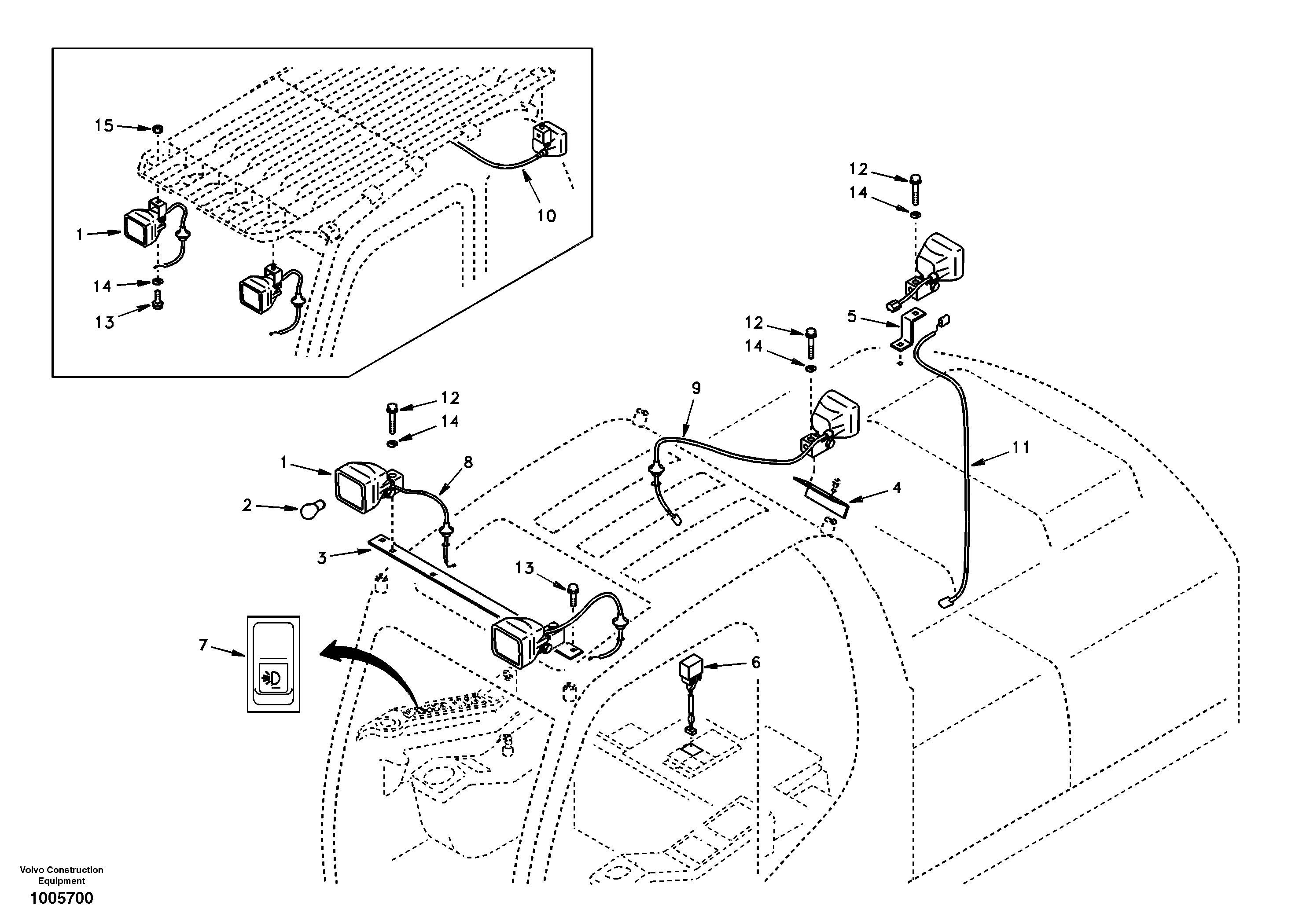 Work lights, extra — volvo parts diagram
