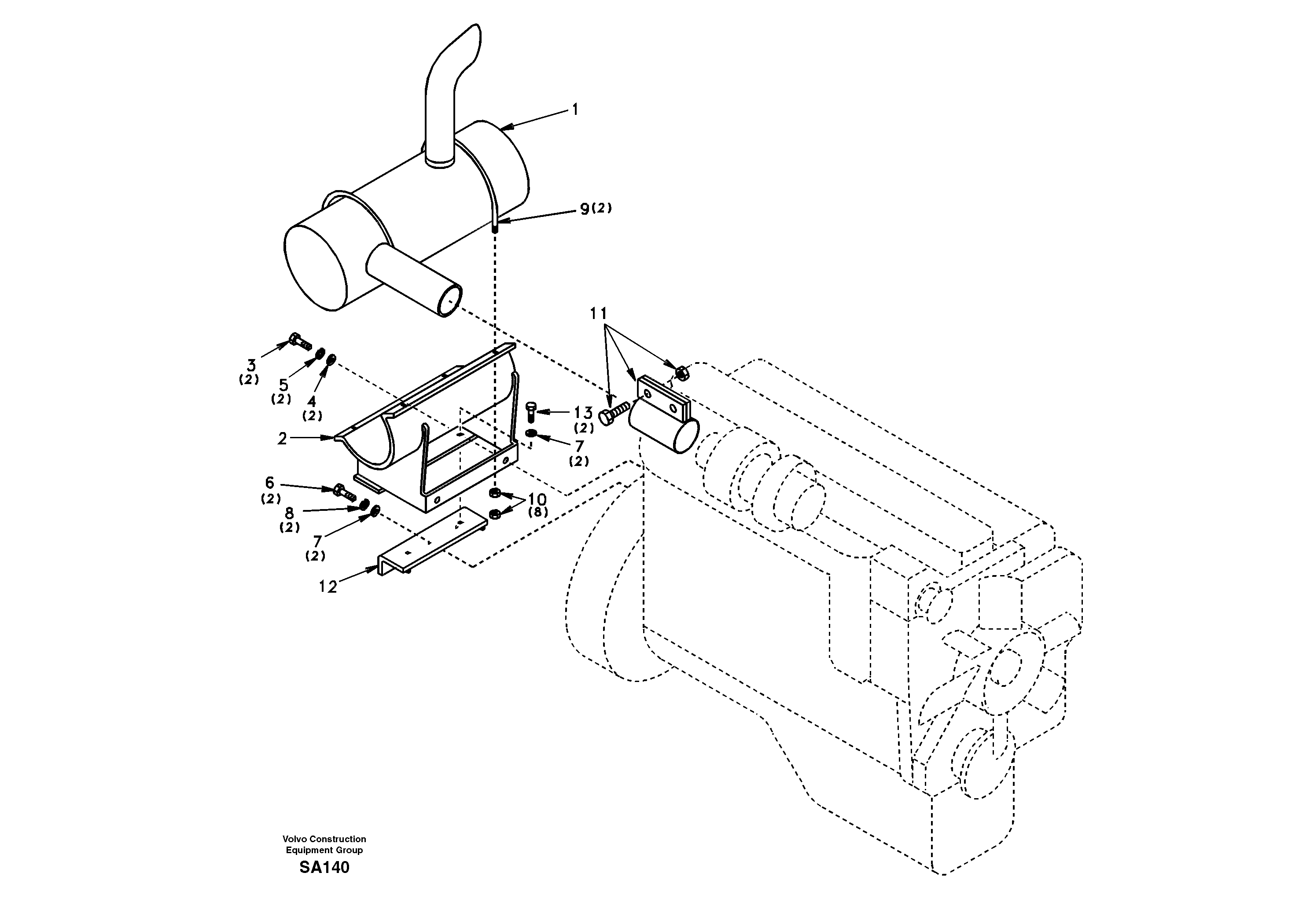 Exhaust system — volvo parts diagram