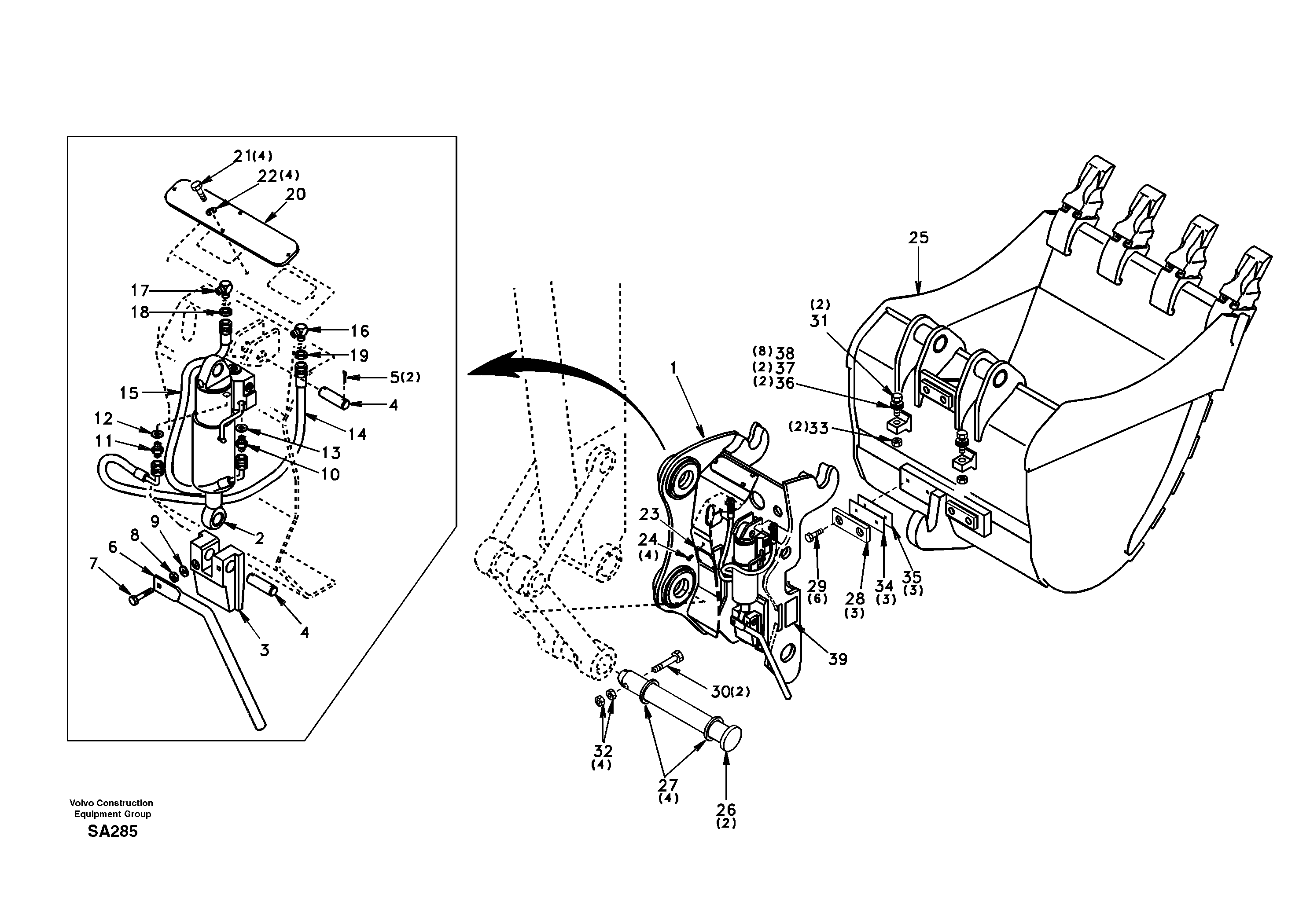 Attachment bracket, quickfit — volvo parts diagram