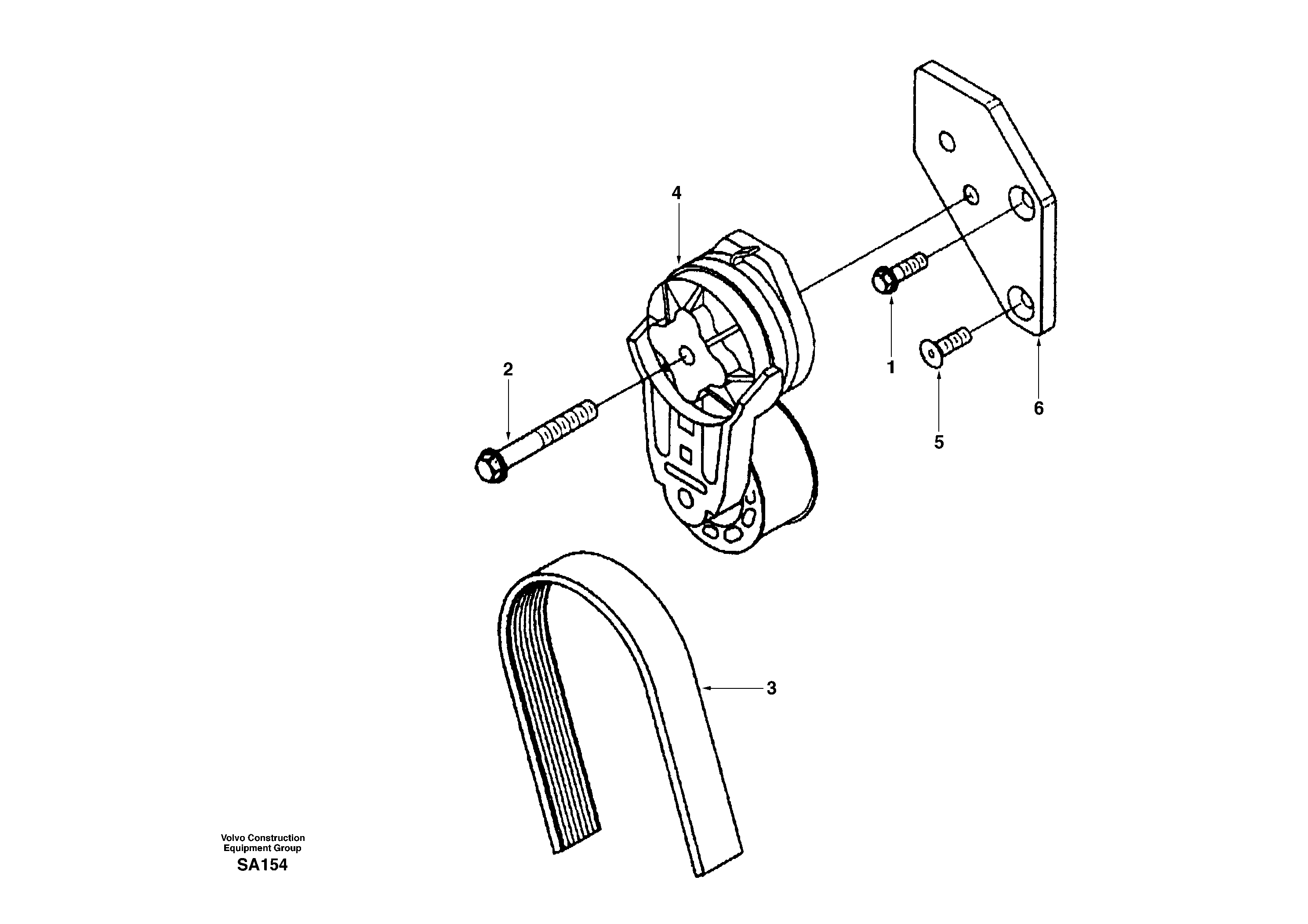 Automatic belt tensioner with fitting parts — volvo parts diagram