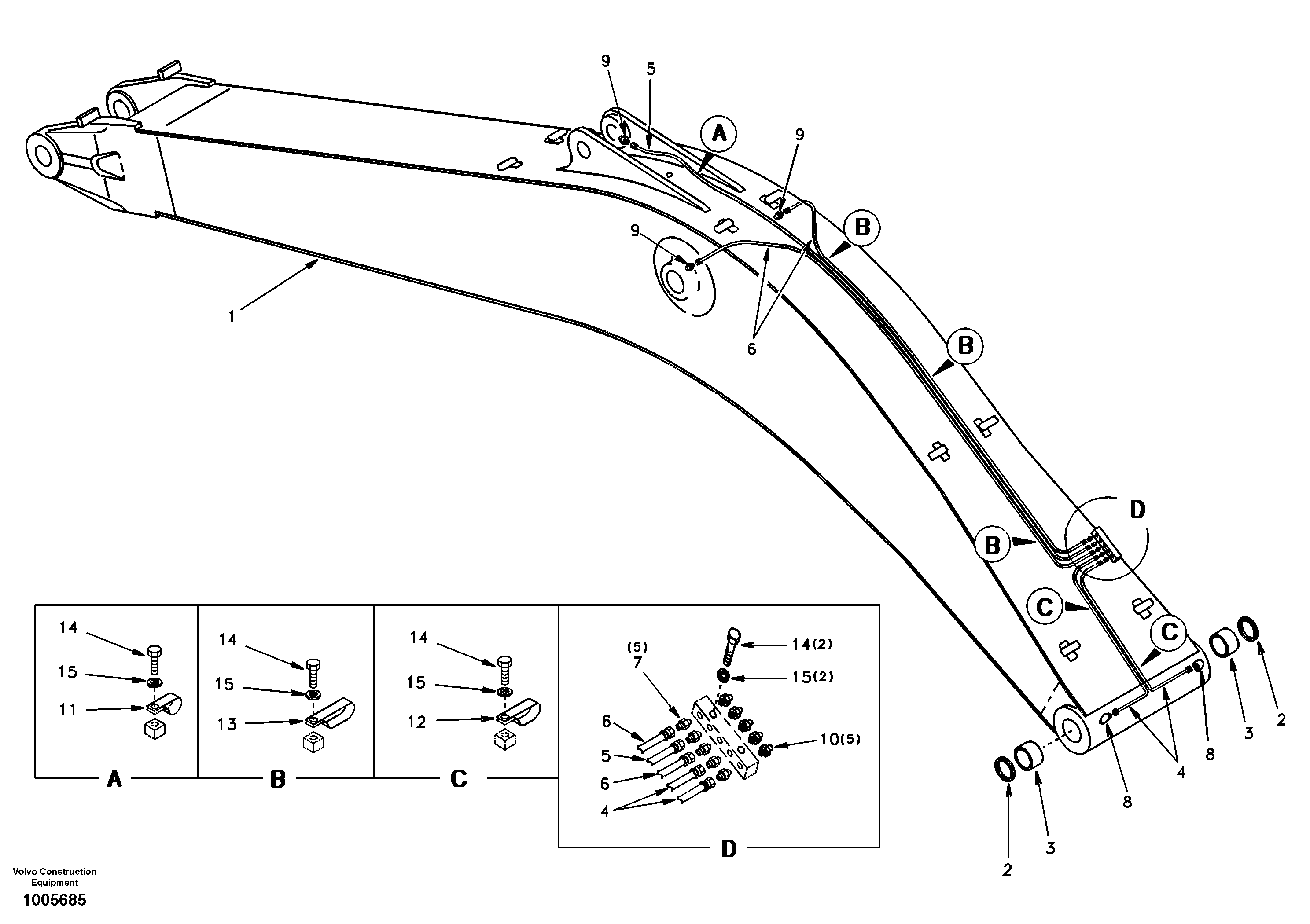 Boom and grease piping, mono — volvo parts diagram