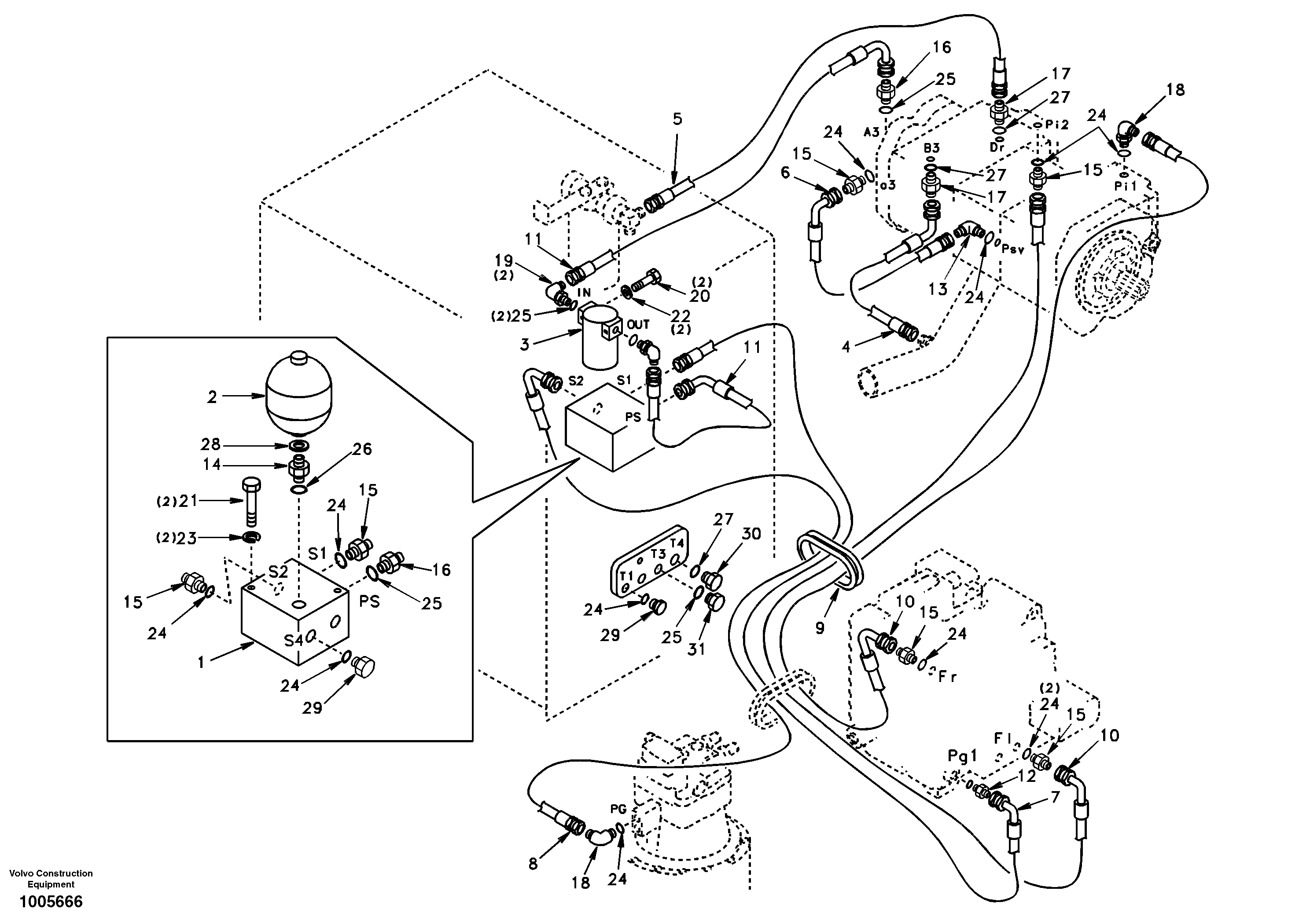 Servo system, pump to control valve — volvo parts diagram